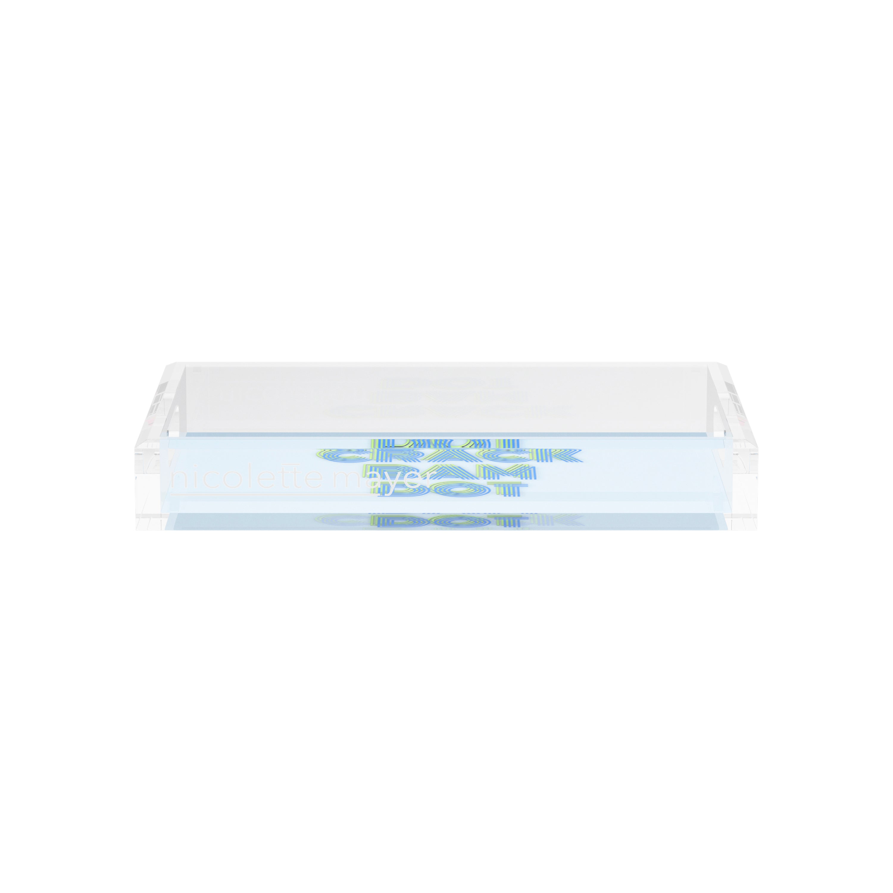 Mahjong Crack Bam Dot Blues Celery 12.5x7.75 Acrylic Tray - nicolettemayer.com