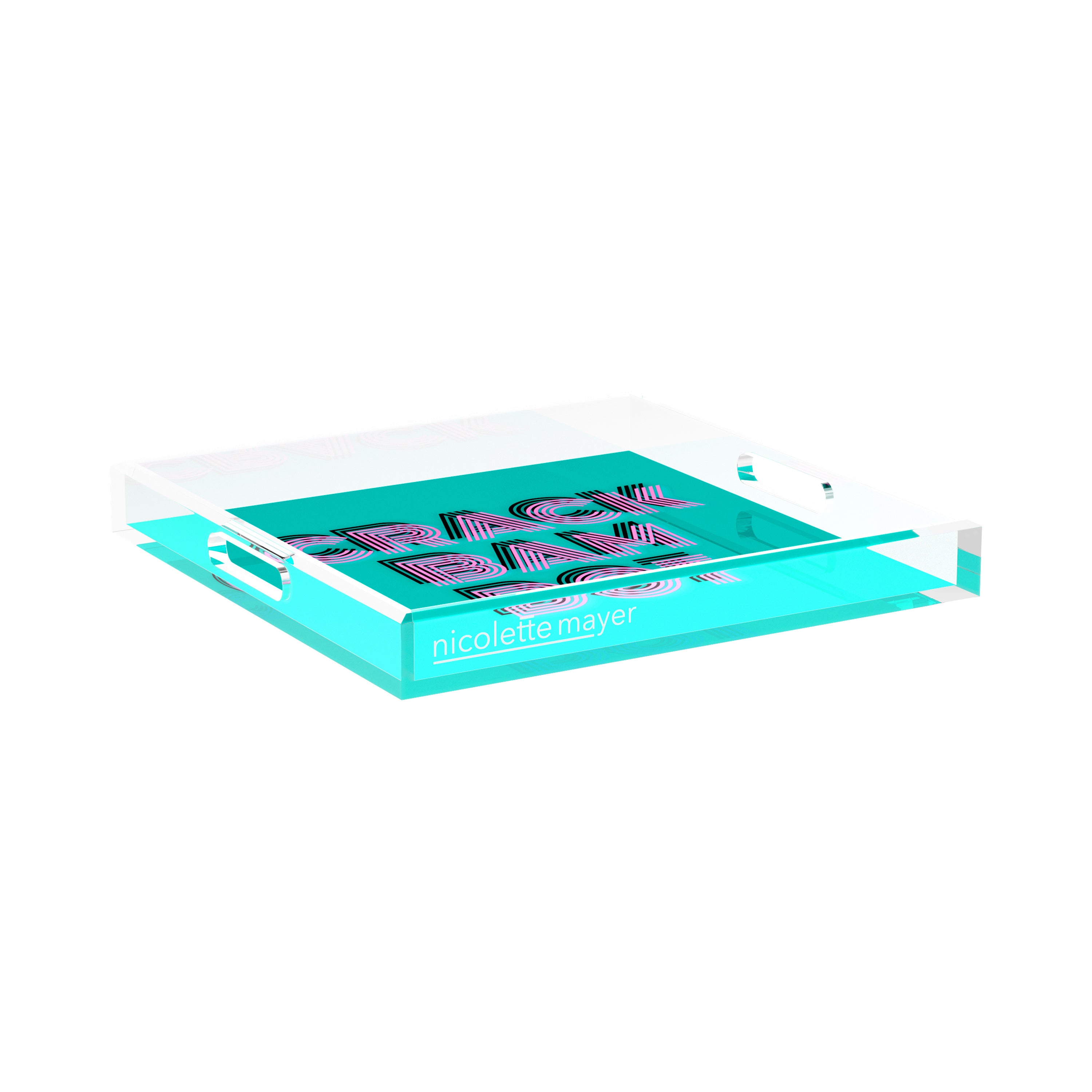 Mahjong Crack Bam Dot Acqua Pink 15X15 Acrylic Tray - nicolettemayer.com