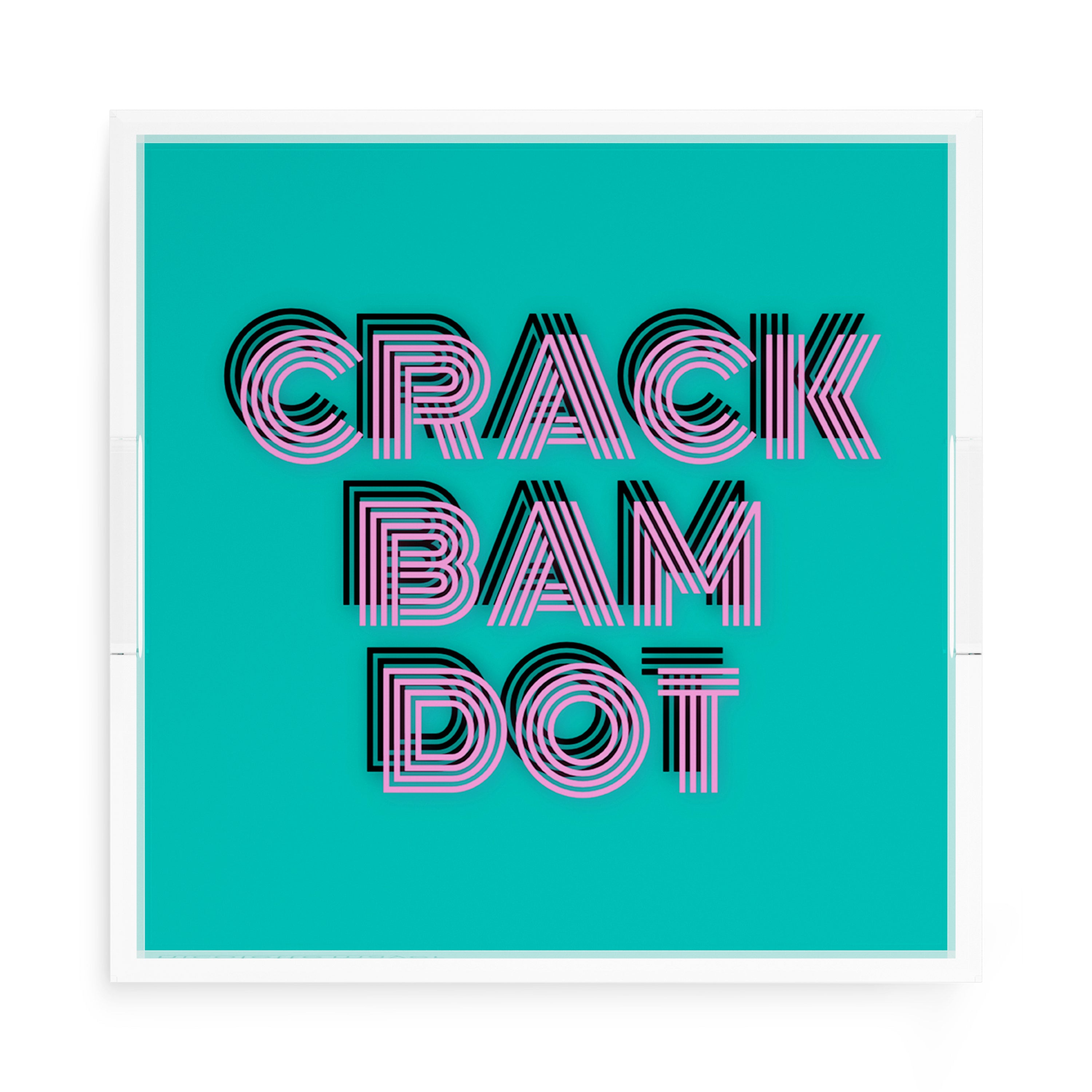 Mahjong Crack Bam Dot Acqua Pink 15X15 Acrylic Tray - nicolettemayer.com