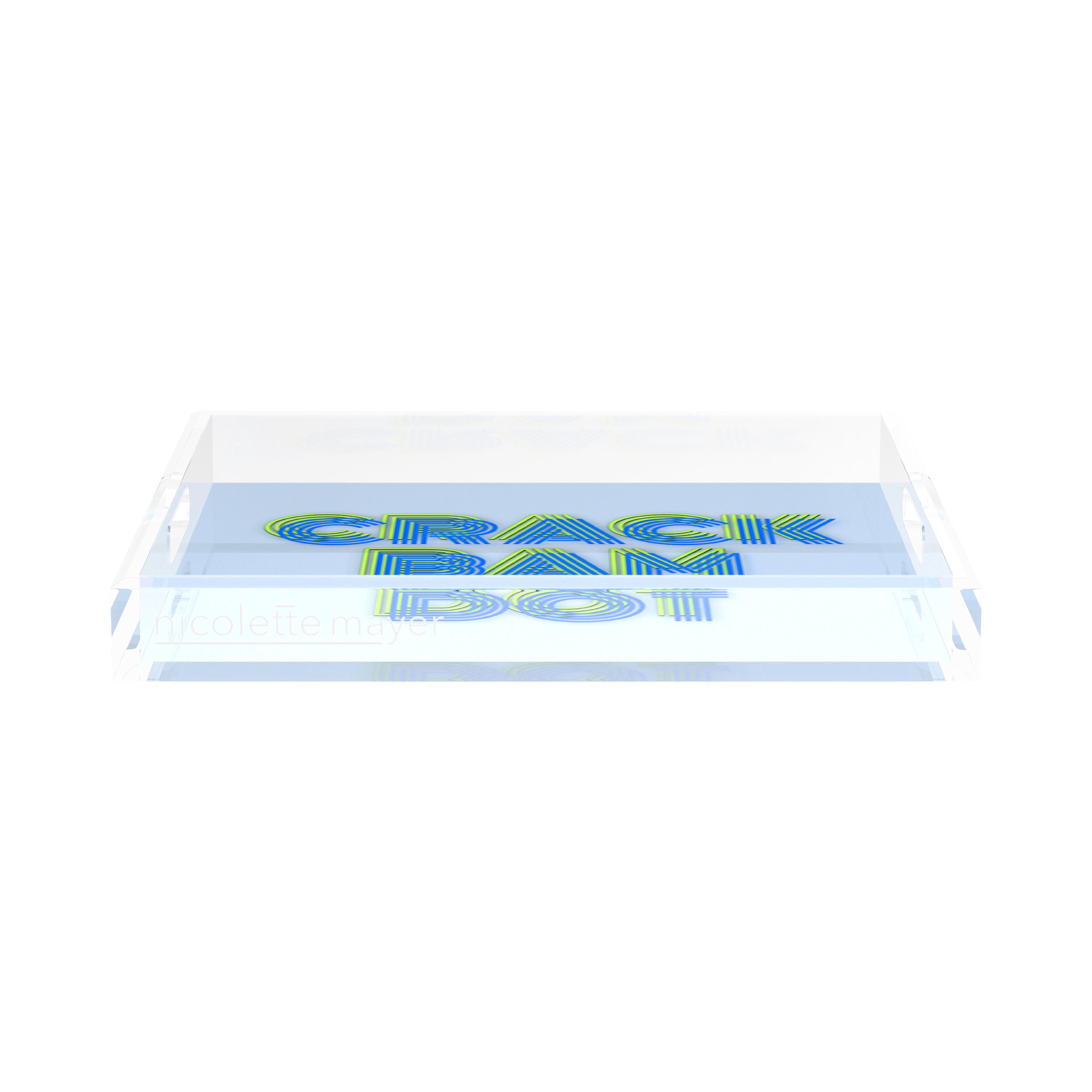 Mahjong Crack Bam Dot Blues Celery 15X15 Acrylic Tray - nicolettemayer.com