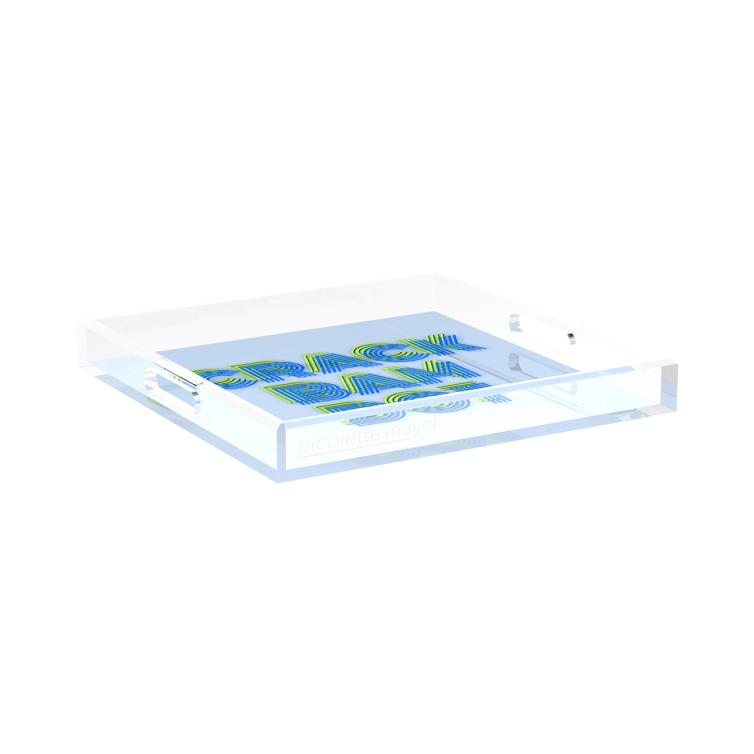 Mahjong Crack Bam Dot Blues Celery 15X15 Acrylic Tray - nicolettemayer.com