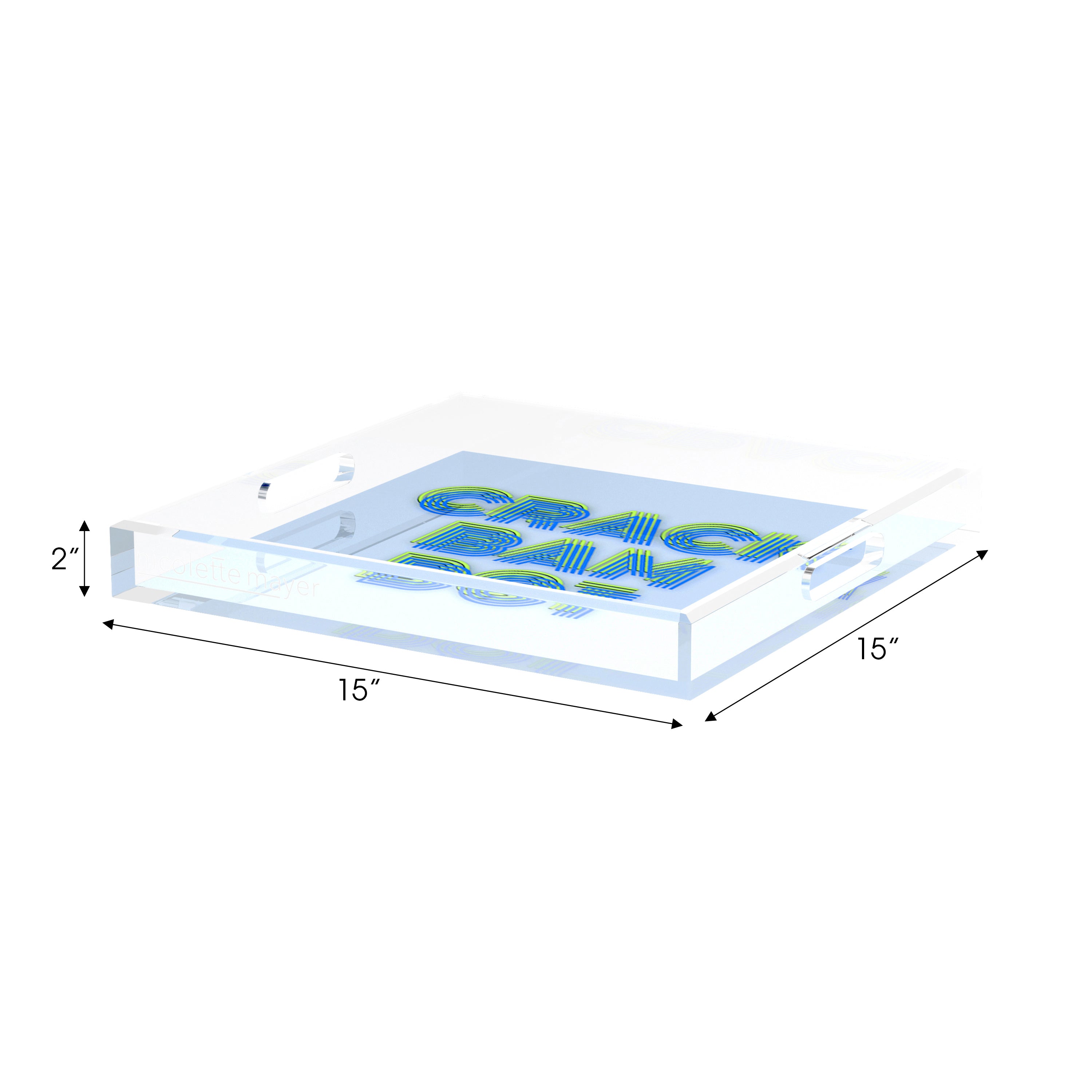 Mahjong Crack Bam Dot Blues Celery Set of 3 Acrylic Tray - nicolettemayer.com
