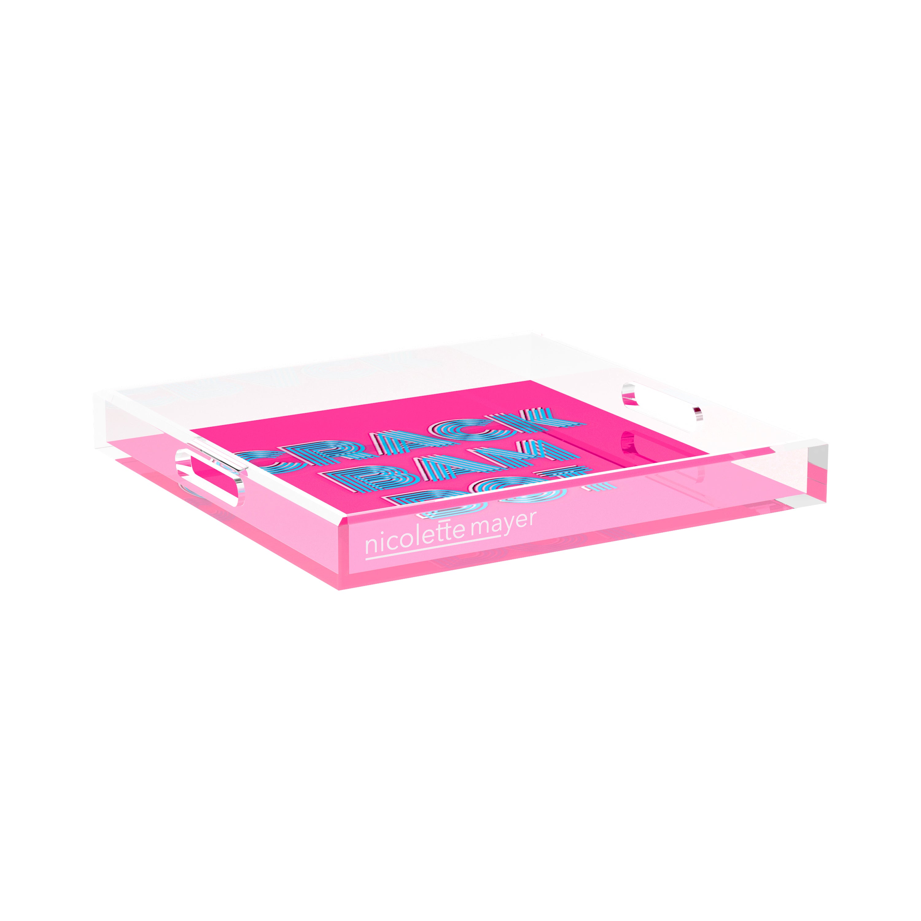 Mahjong Crack Bam Dot Hybiscus Powder 15X15 Acrylic Tray - nicolettemayer.com