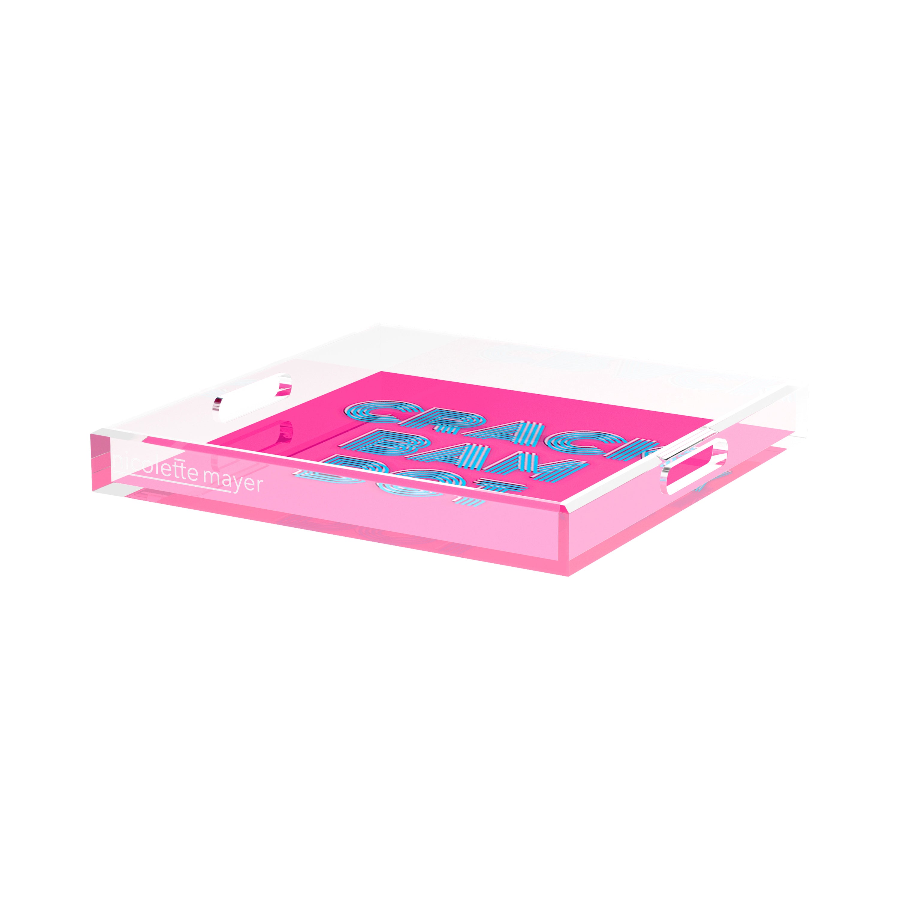 Mahjong Crack Bam Dot Hybiscus Powder 15X15 Acrylic Tray - nicolettemayer.com