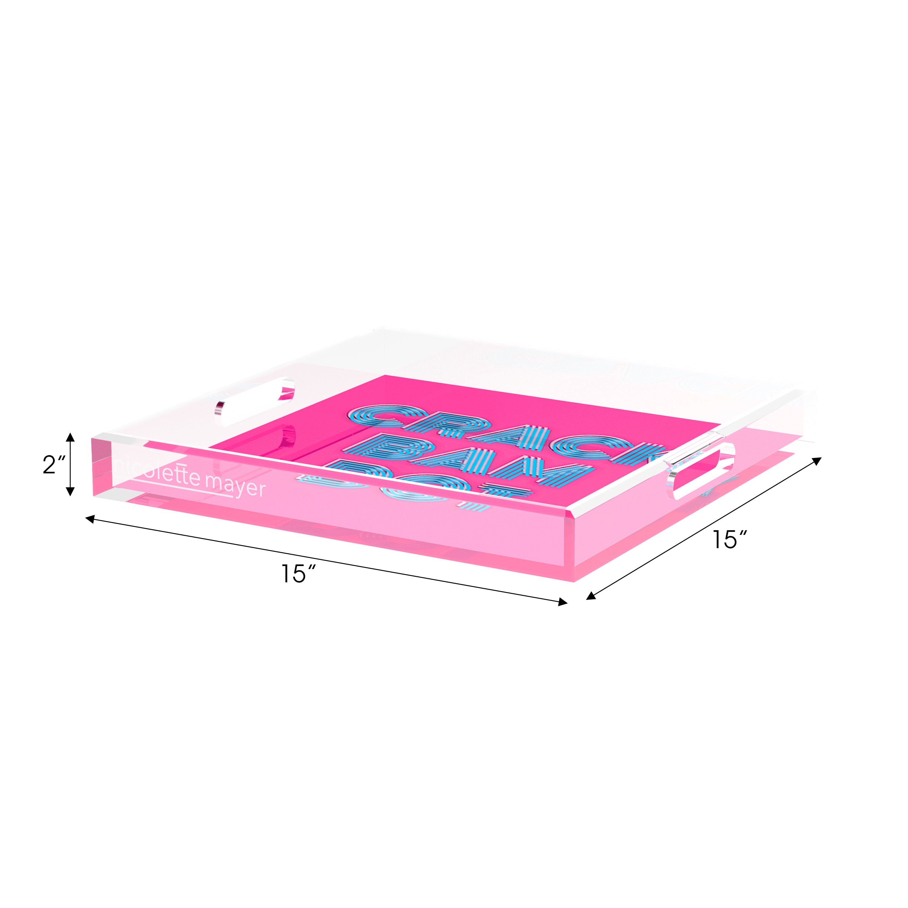 Mahjong Crack Bam Dot Hybiscus Powder Set of 3 Acrylic Tray - nicolettemayer.com
