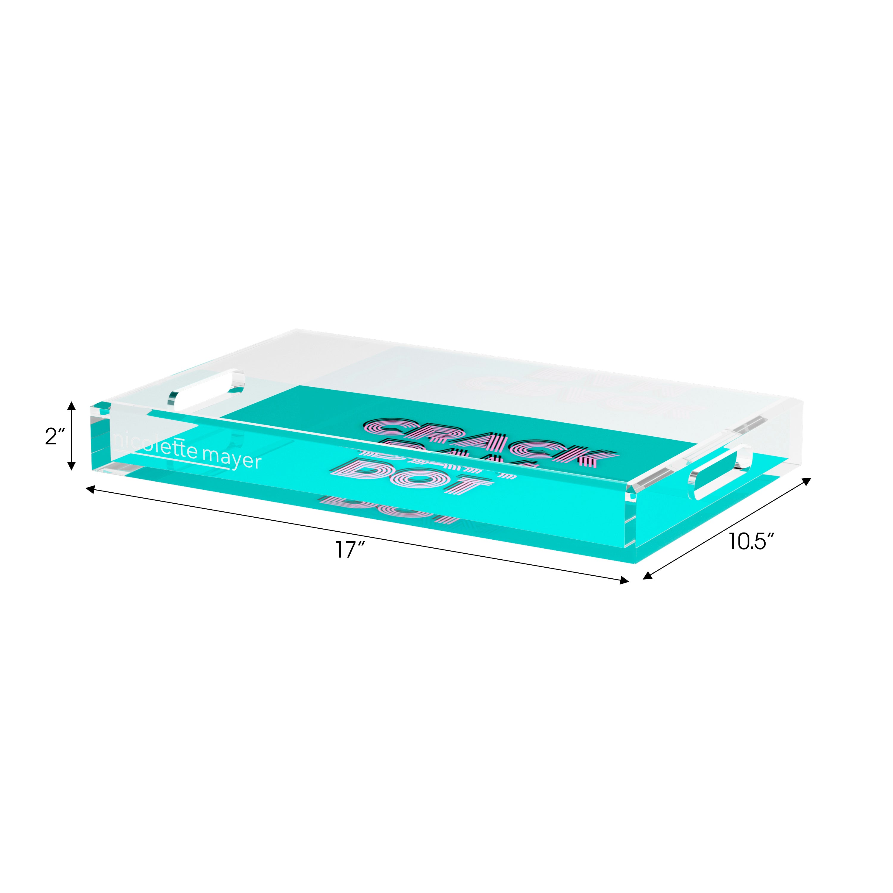 Mahjong Crack Bam Dot Aqua Pink Set of 3 Acrylic Tray - nicolettemayer.com