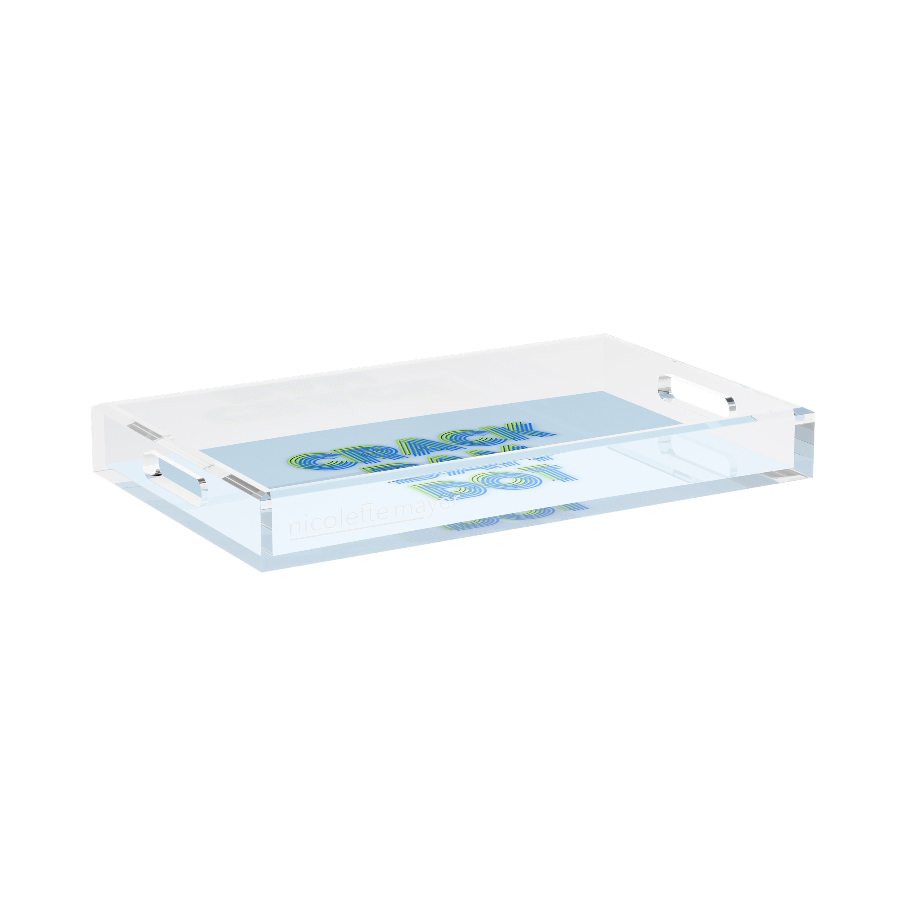 Mahjong Crack Bam Dot Blues Celery 17X10.5 Acrylic Tray - nicolettemayer.com