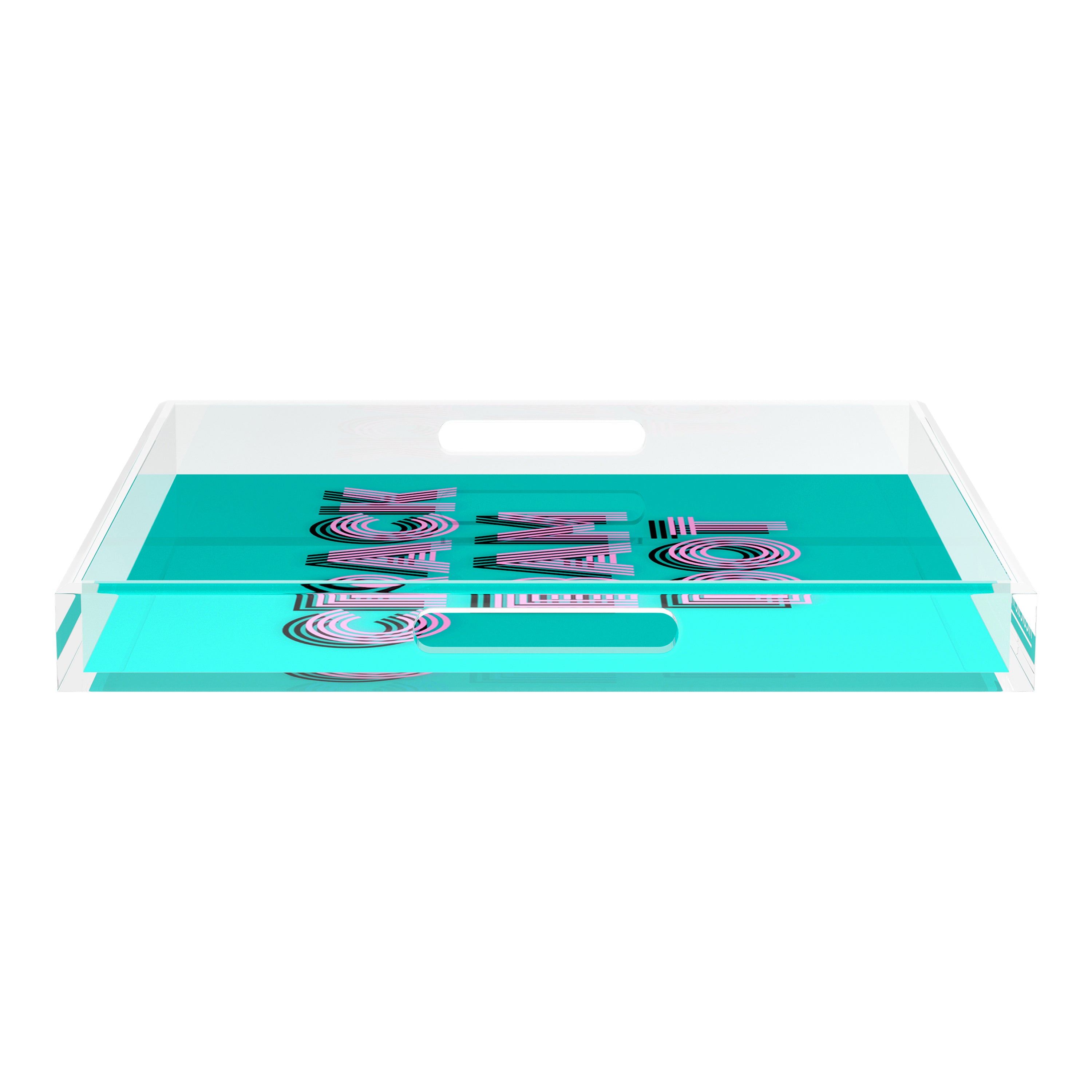 Mahjong Crack Bam Dot Acqua Pink 18X18 Acrylic Tray - nicolettemayer.com