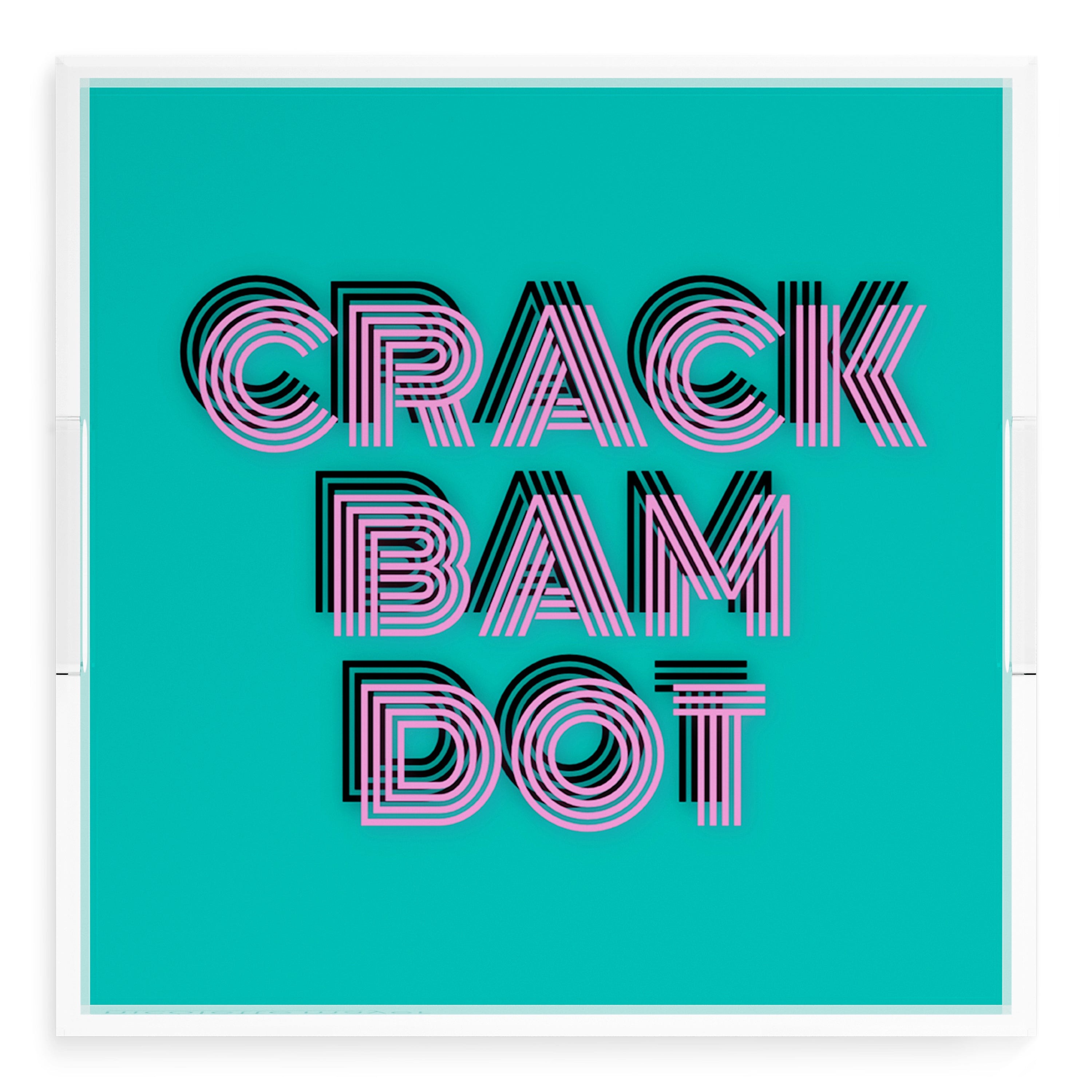 Mahjong Crack Bam Dot Acqua Pink 18X18 Acrylic Tray - nicolettemayer.com