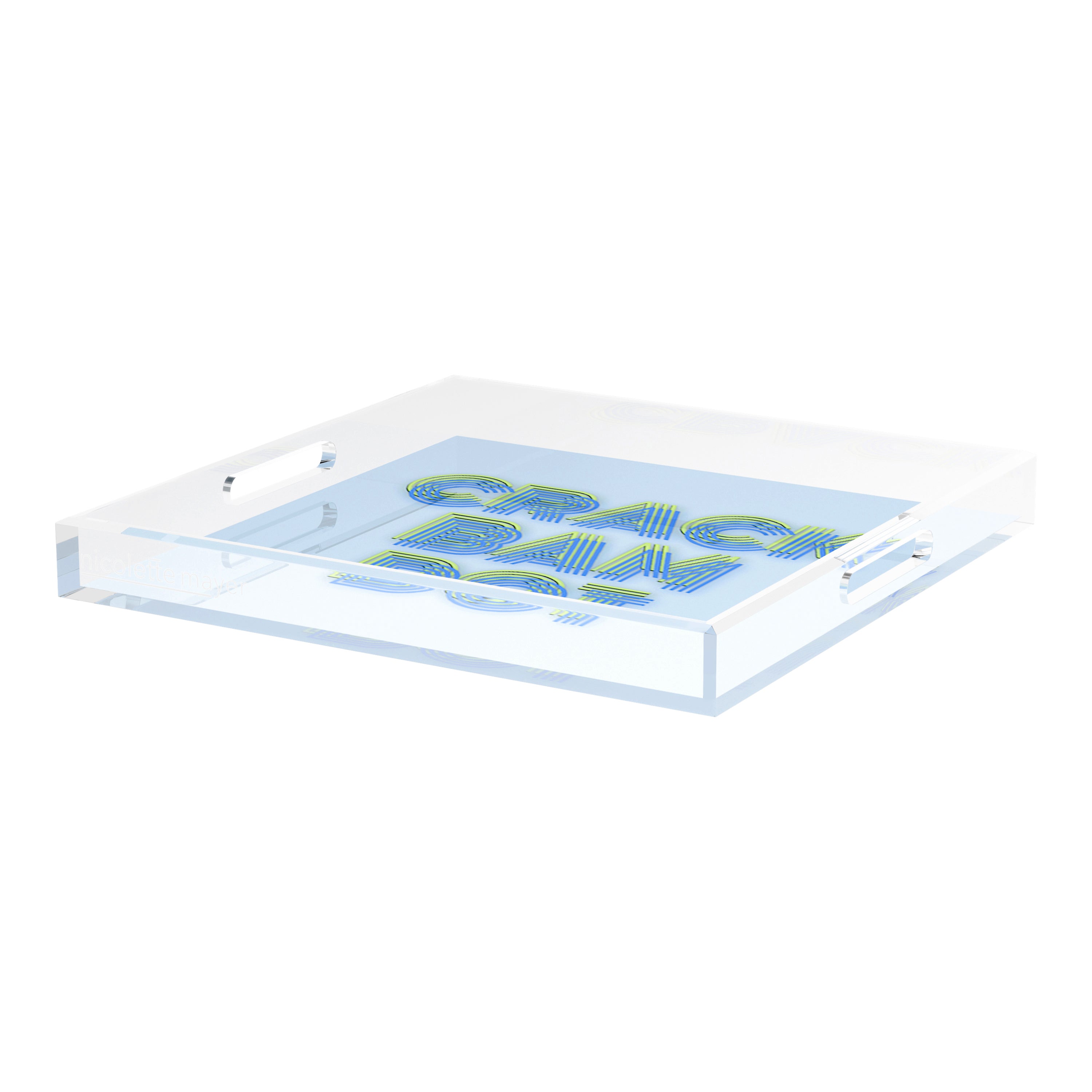 Mahjong Crack Bam Dot Blues Celery 18X18 Acrylic Tray - nicolettemayer.com