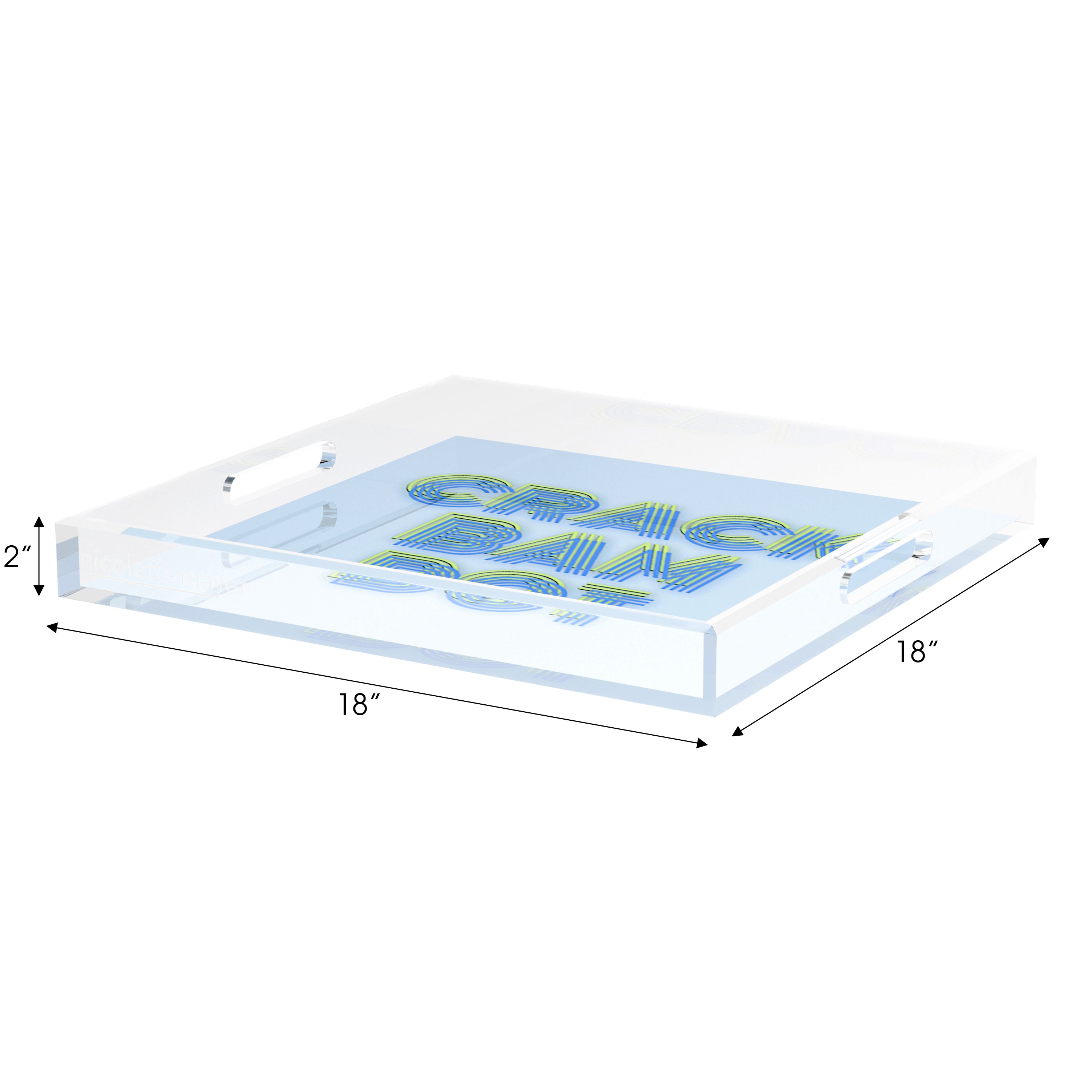 Mahjong Crack Bam Dot Blues Celery Set of 3 Acrylic Tray - nicolettemayer.com