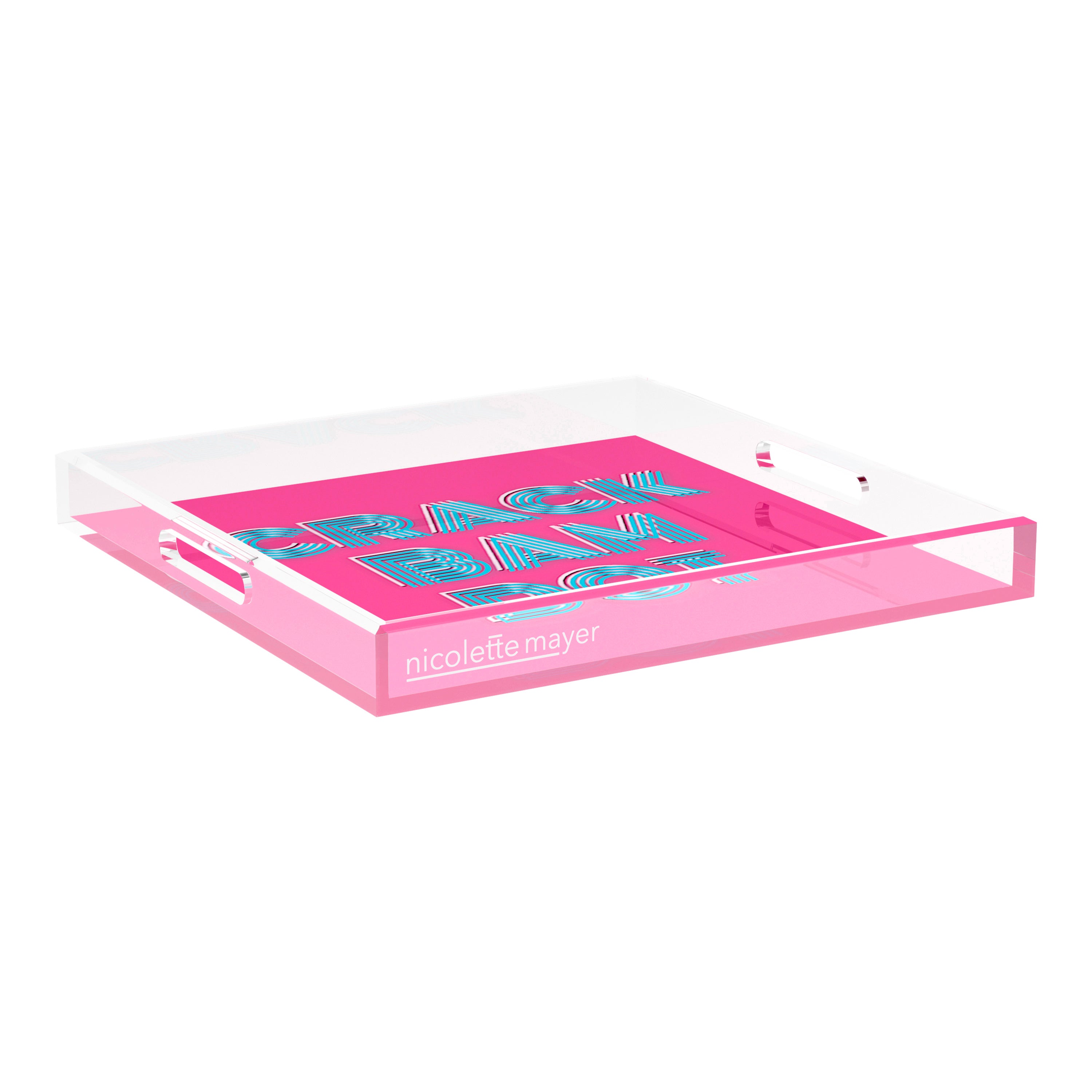 Mahjong Crack Bam Dot Hybiscus Powder 18X18 Acrylic Tray - nicolettemayer.com