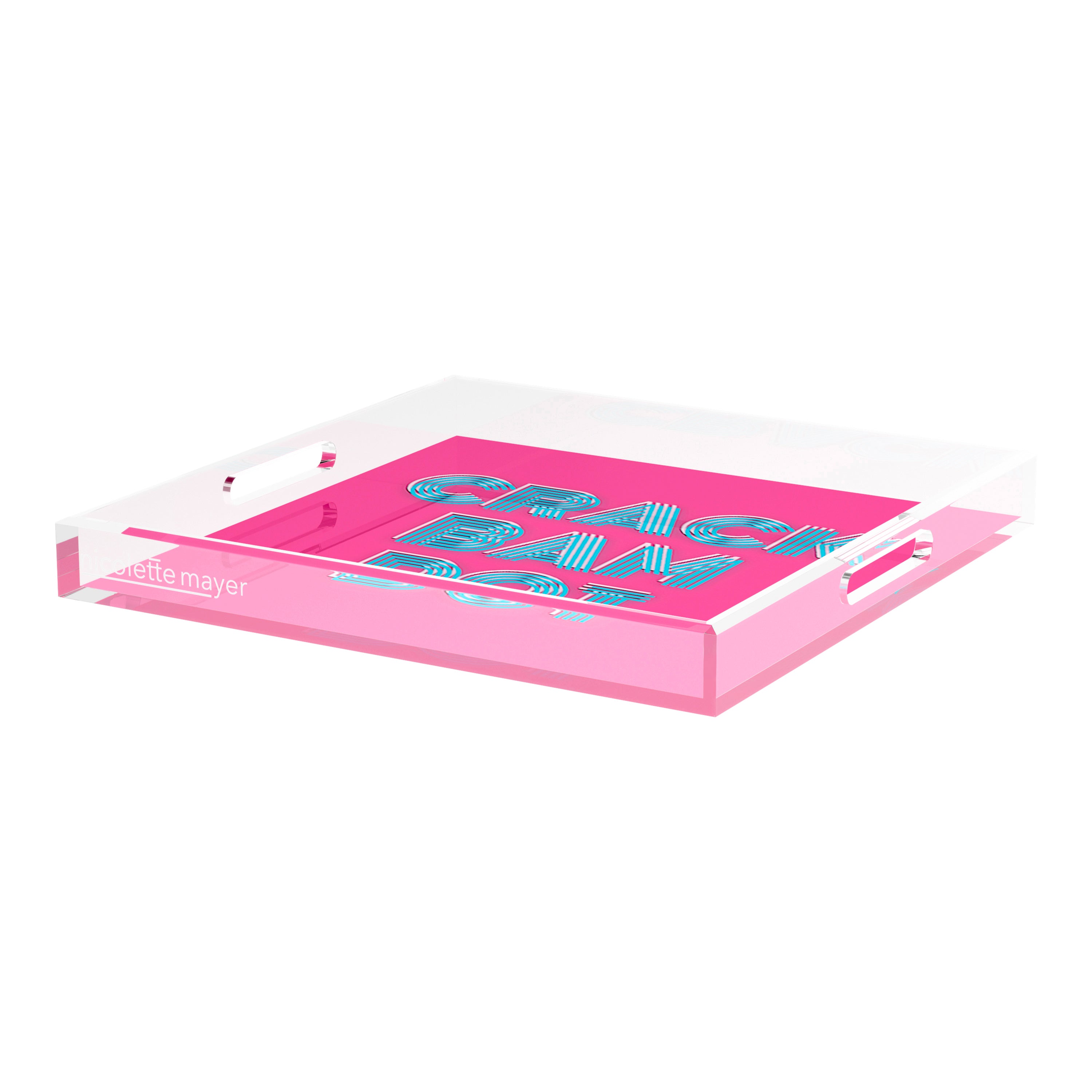 Mahjong Crack Bam Dot Hybiscus Powder 18X18 Acrylic Tray - nicolettemayer.com