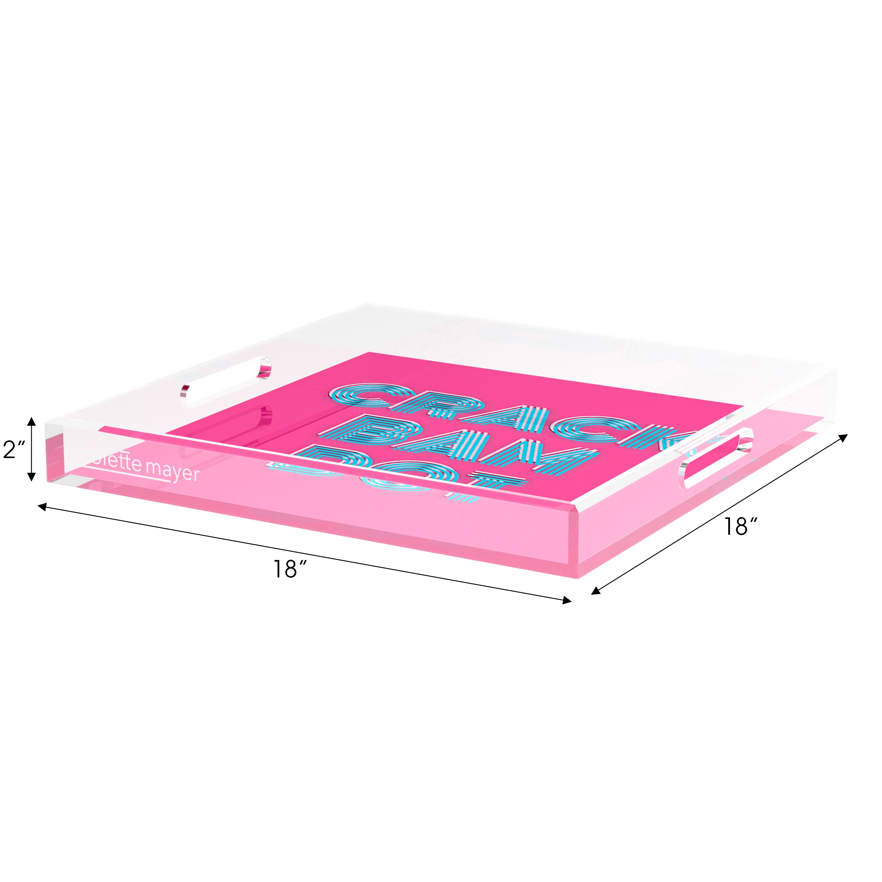 Mahjong Crack Bam Dot Hybiscus Powder Set of 3 Acrylic Tray - nicolettemayer.com