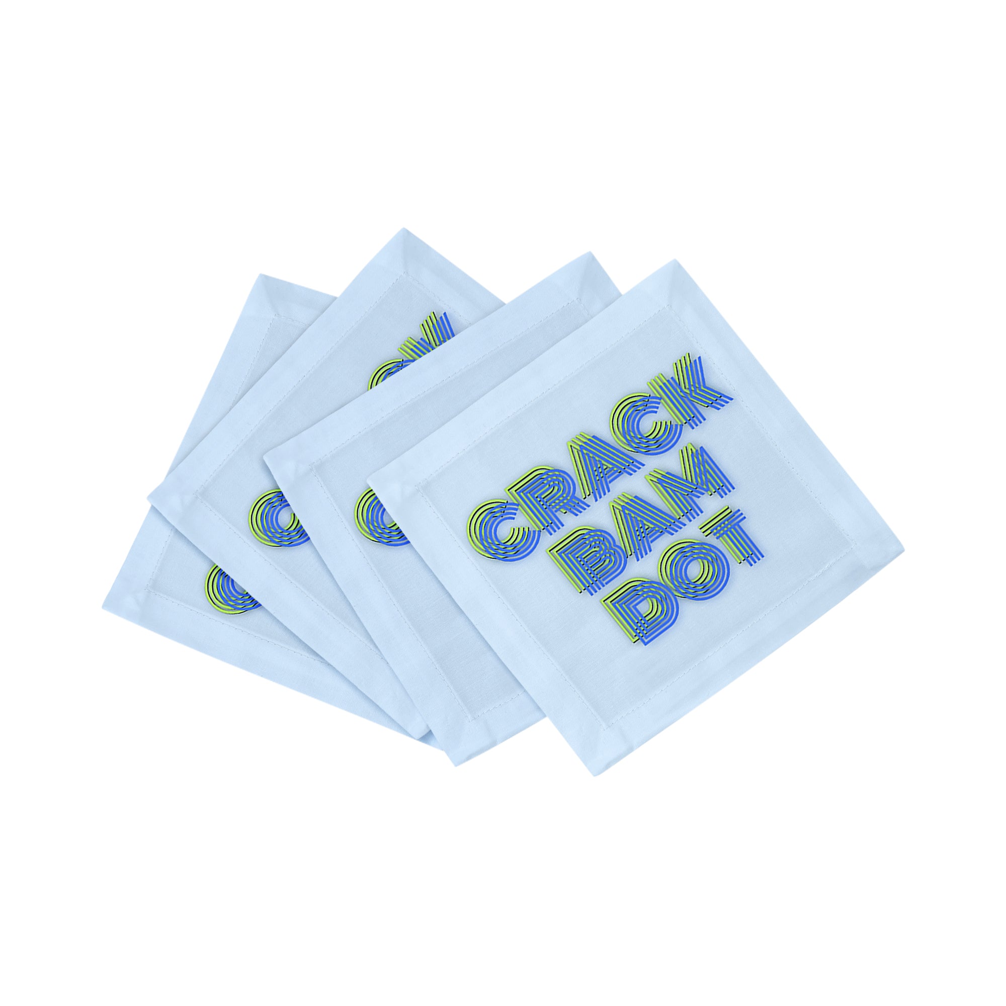 Crack Bam Dot Blues Celery Cotton Sateen Cocktail Napkins - nicolettemayer.com