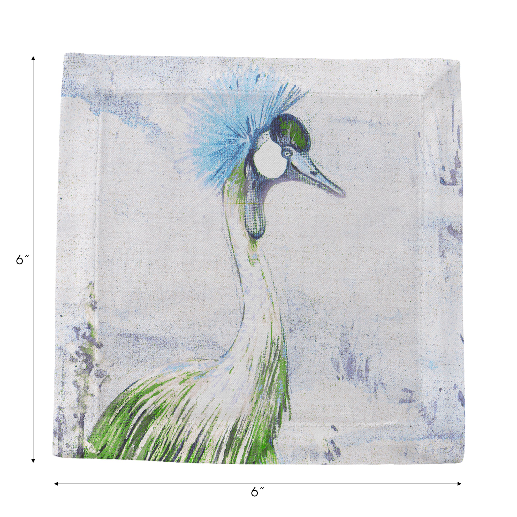 Crested Crane Ice 6" Cocktail Napkins- nicolettemayer.com