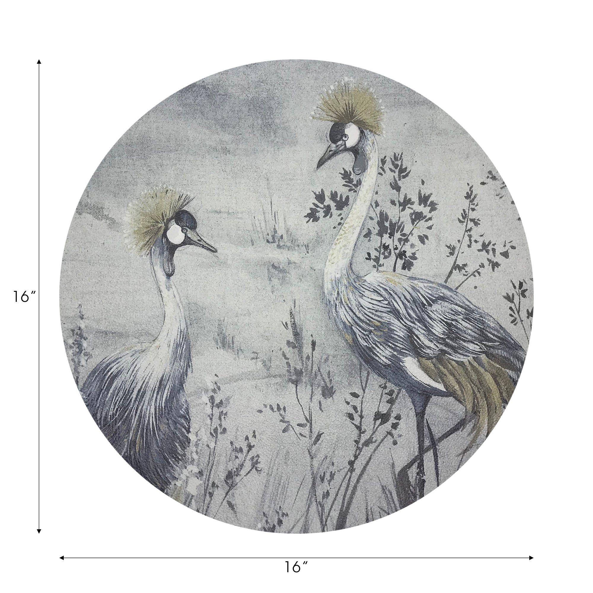 Crested Crane Silver Gold 16" Round Pebble Placemats, Set of 4 - nicolettemayer.com