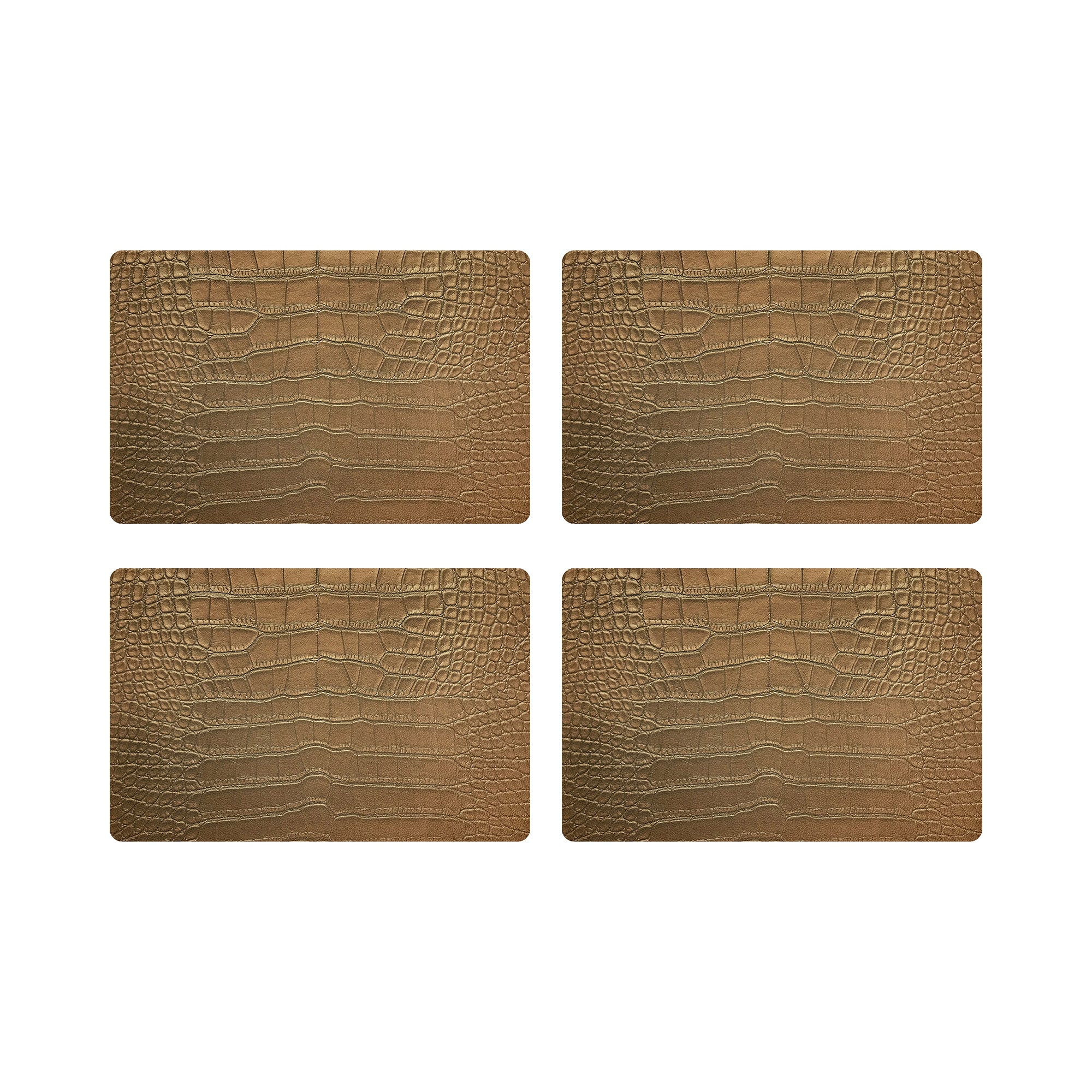 Crocodile Aves Gold 17.5" Rectangle Pebble Placemat, Set Of 4 - nicolettemayer.com