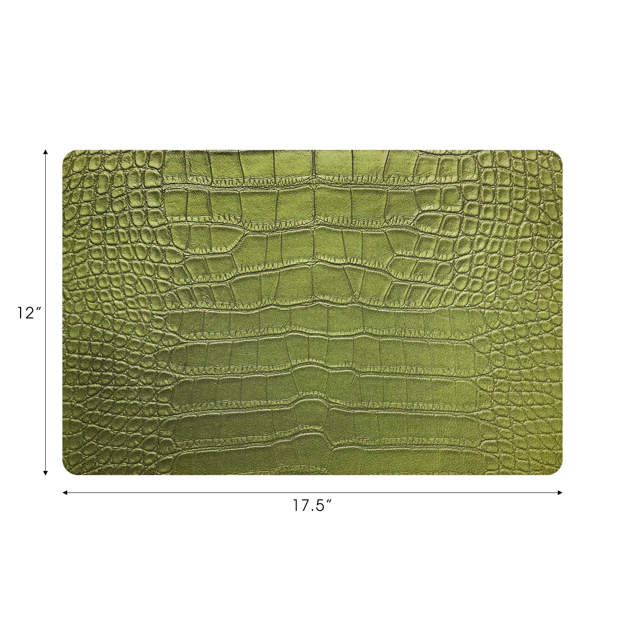 Crocodile Key Lime Vegan Leather Rectangle Pebble Placemat