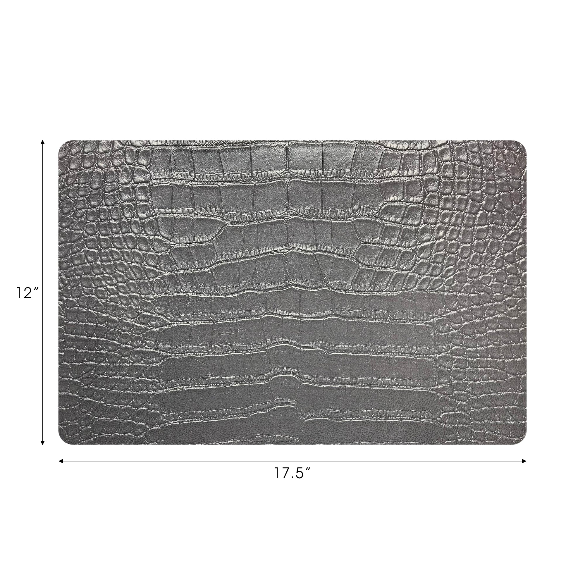 Crocodile Silver Vegan Leather Rectangle Pebble Placemat