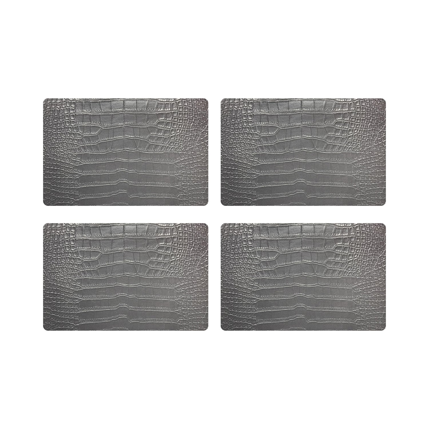 Crocodile Silver 17.5" Rectangle Pebble Placemat, Set Of 4 - nicolettemayer.com