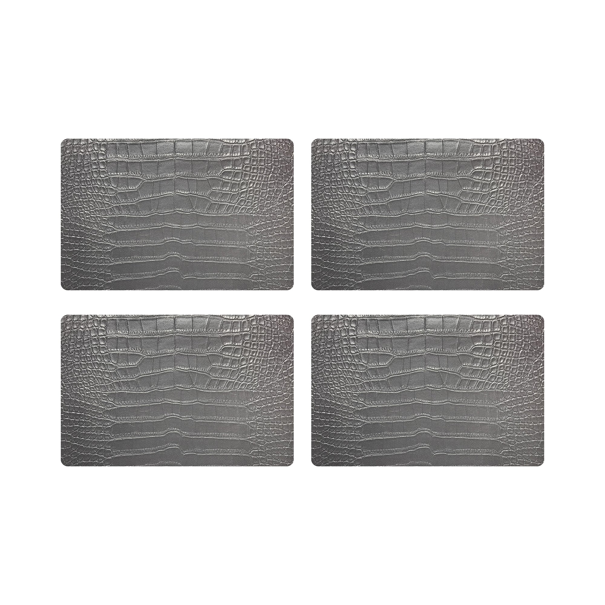 Crocodile Silver 17.5" Rectangle Pebble Placemat, Set Of 4 - nicolettemayer.com