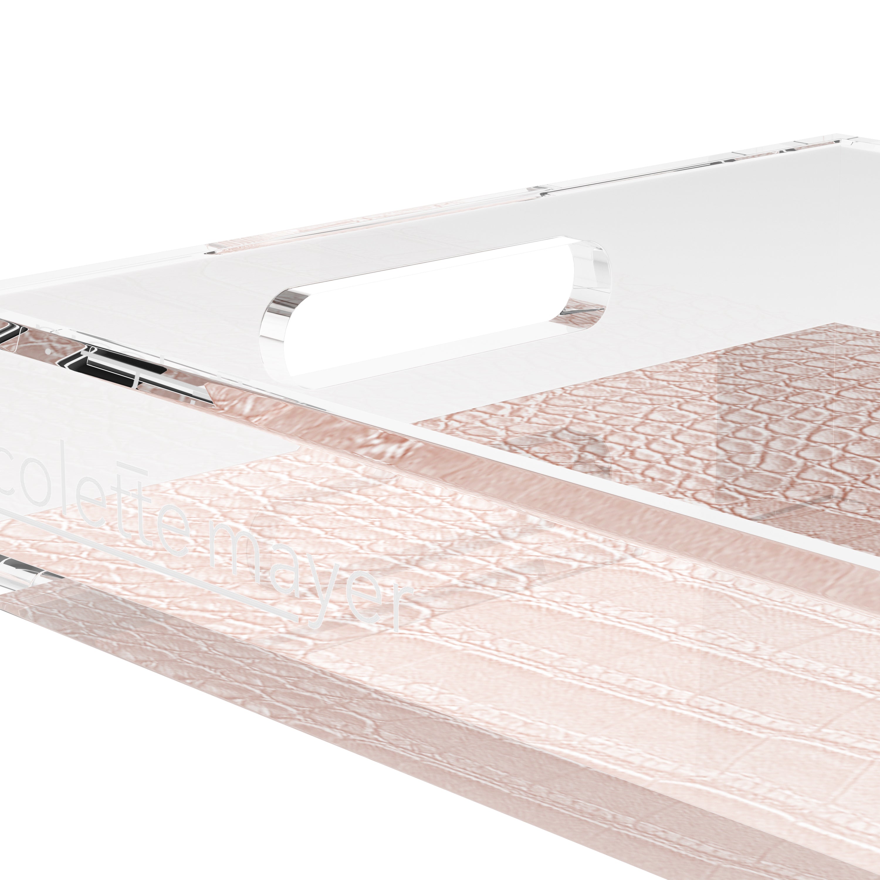 Crocodile Cameo Rose Gold 22.5X14.5 Acrylic Tray - nicolettemayer.com