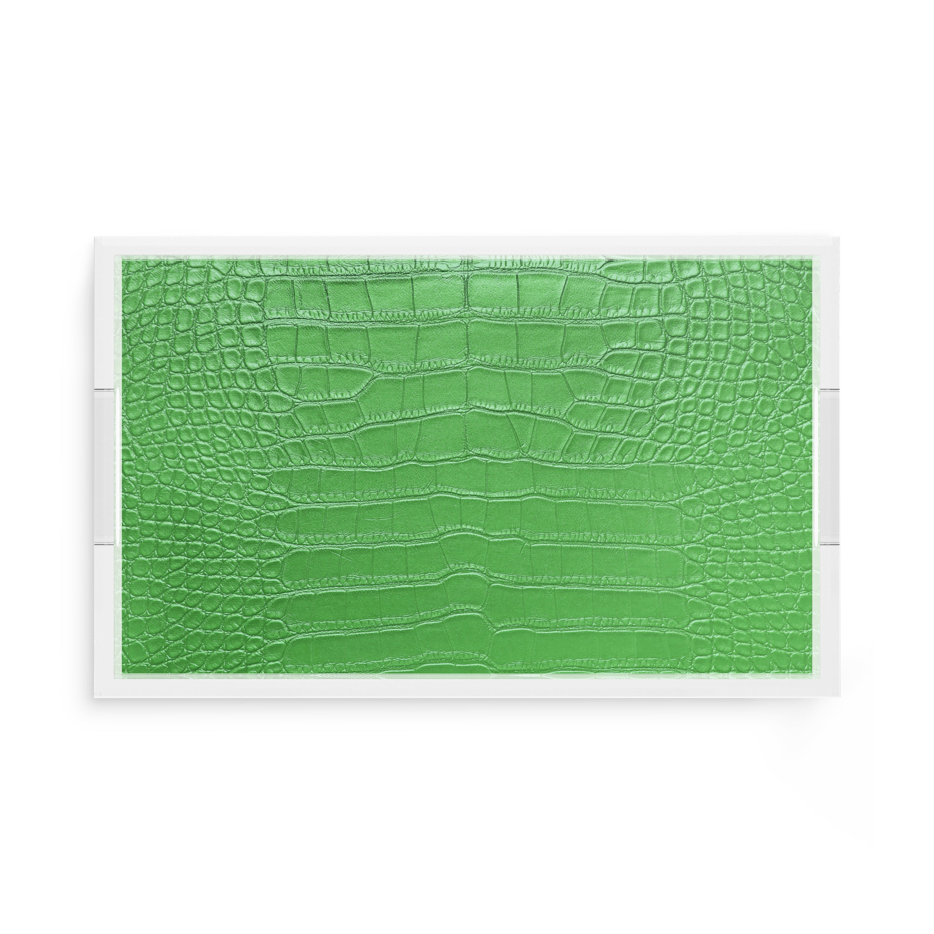 Crocodile Weatherly Green 17X10.5 Acrylic Tray - nicolettemayer.com