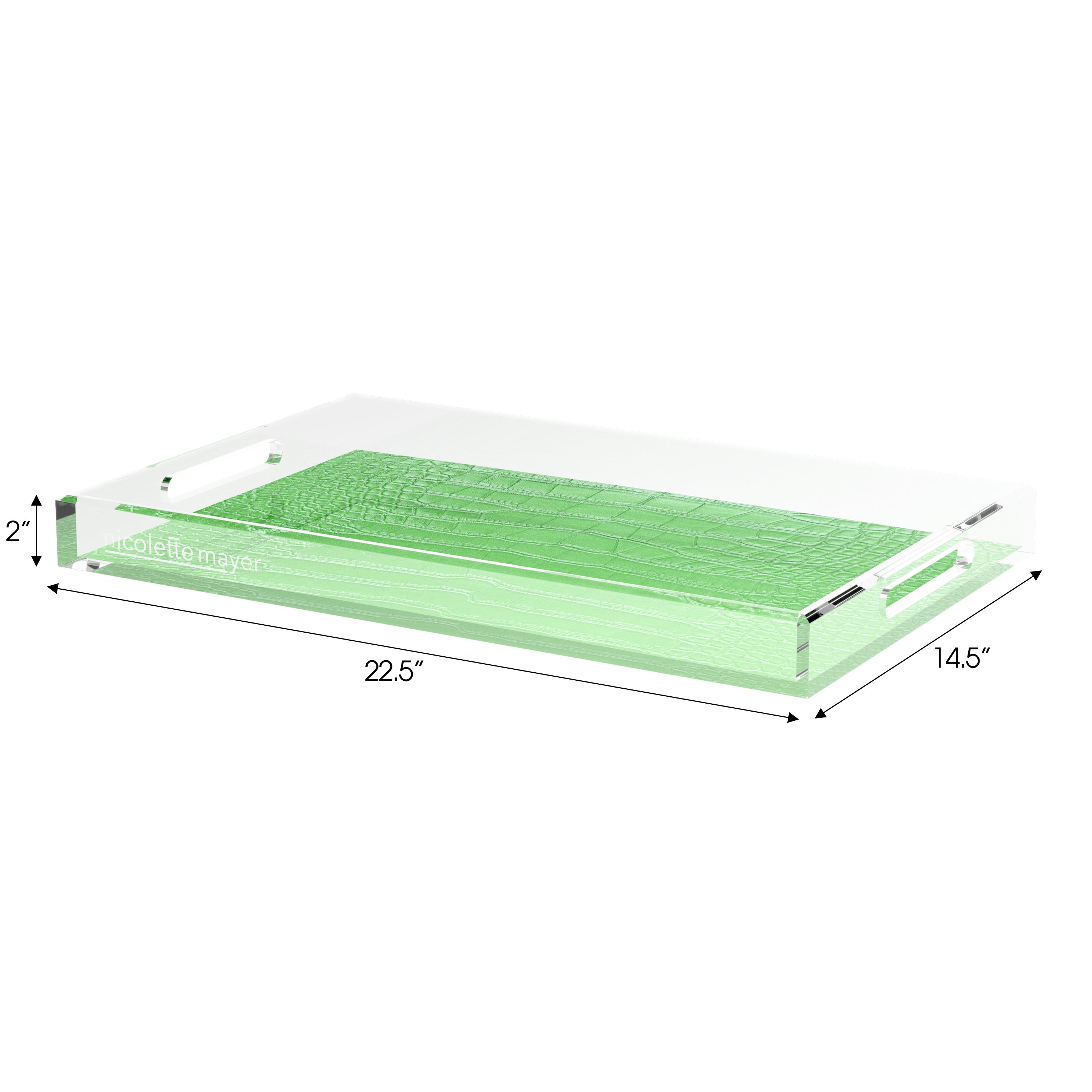 Crocodile Weatherly Green 22.5X14.5 Acrylic Tray - nicolettemayer.com