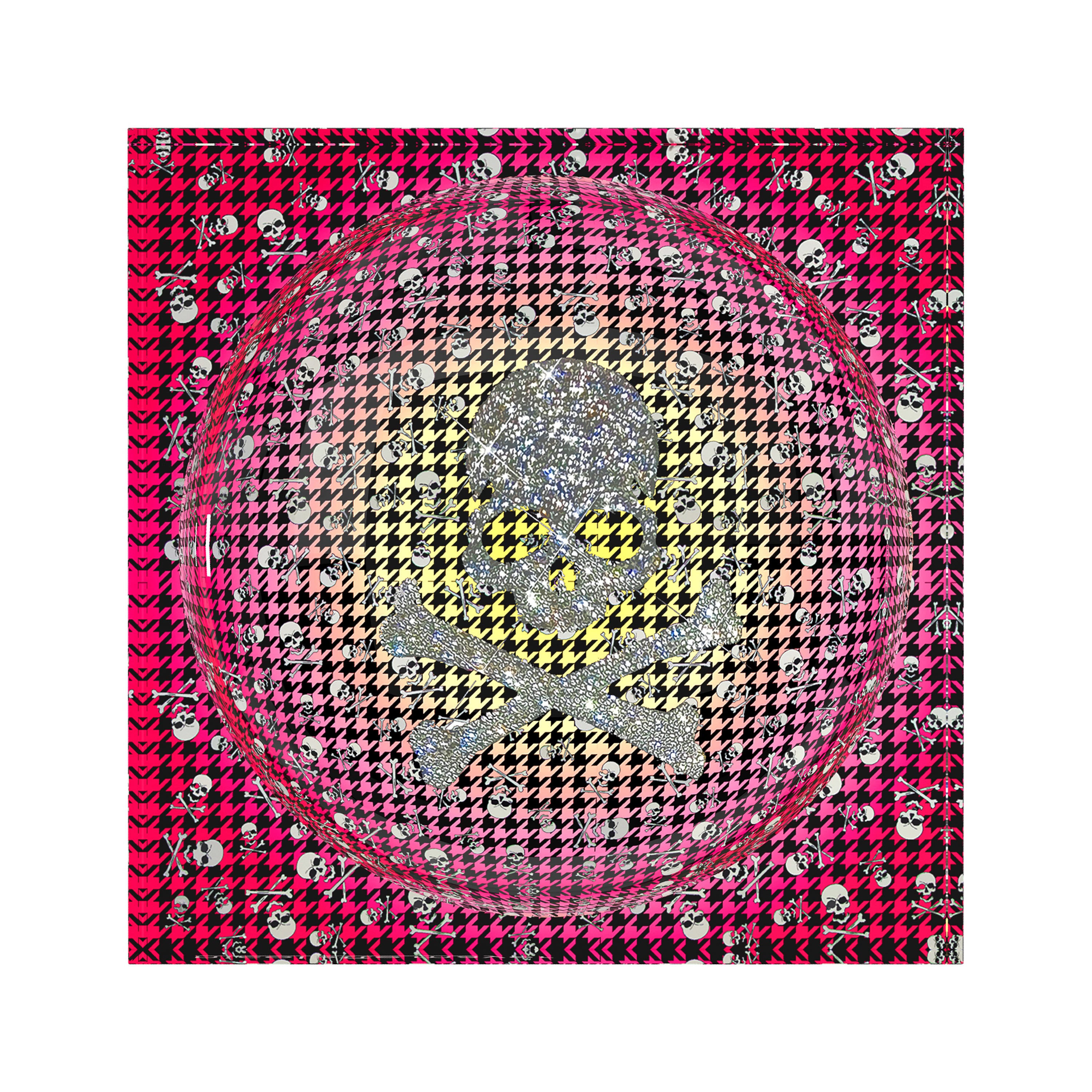 CrossBones Houndstooth Pink Yellow Acrylic Candy Catchall Dish