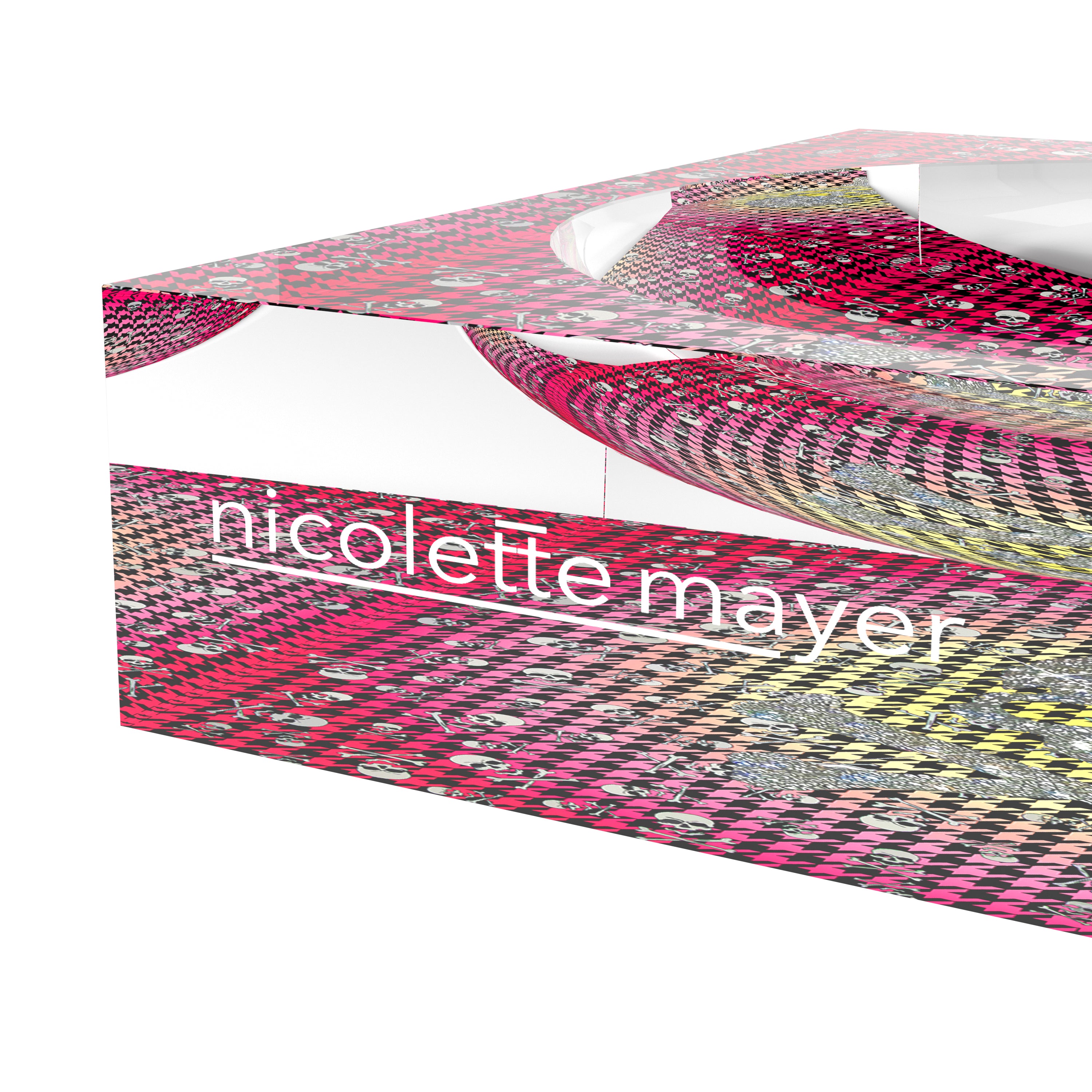 CrossBones Houndstooth Pink Yellow Acrylic Candy Catchall Dish