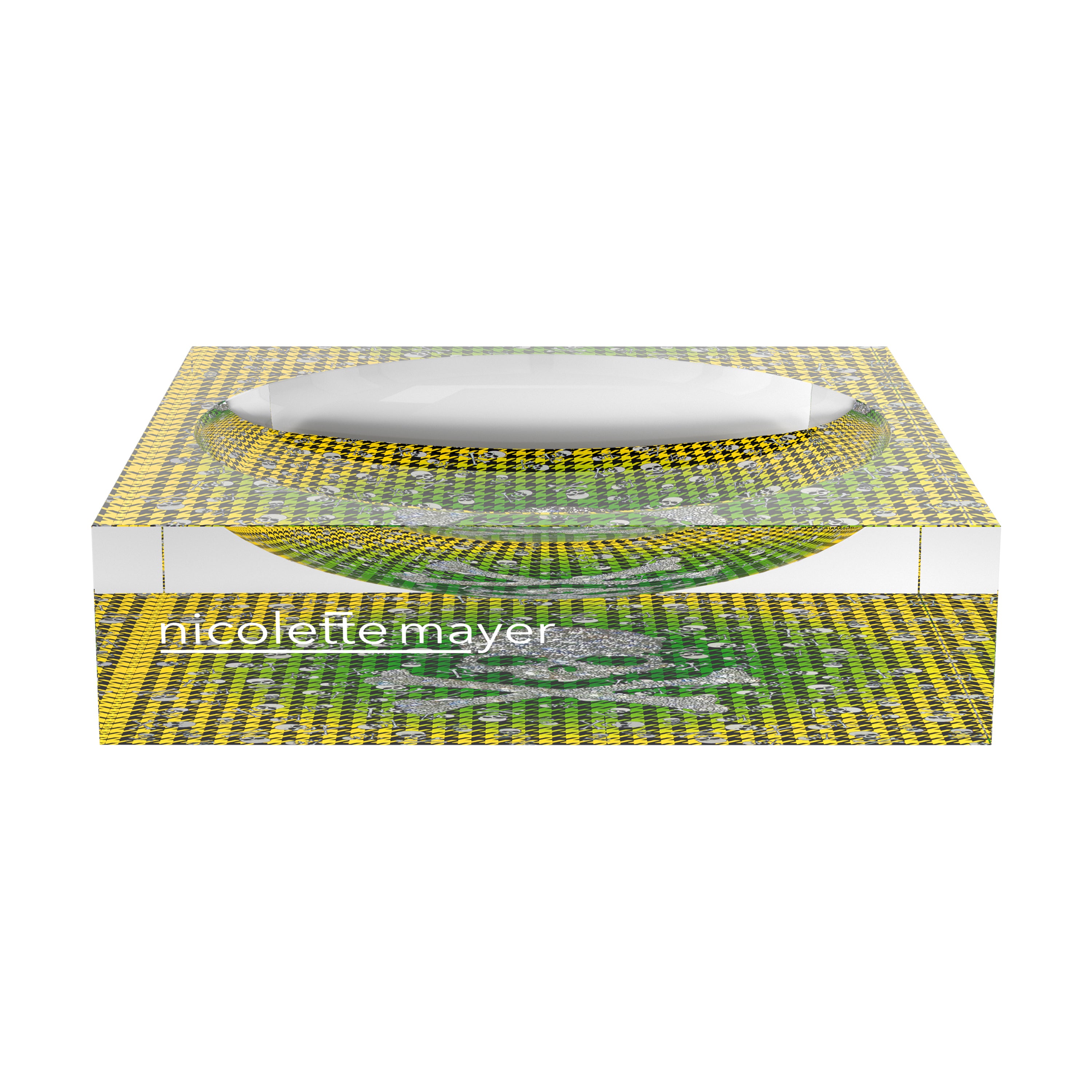 CrossBones Houndstooth Green Yellow Acrylic Candy Catchall Dish