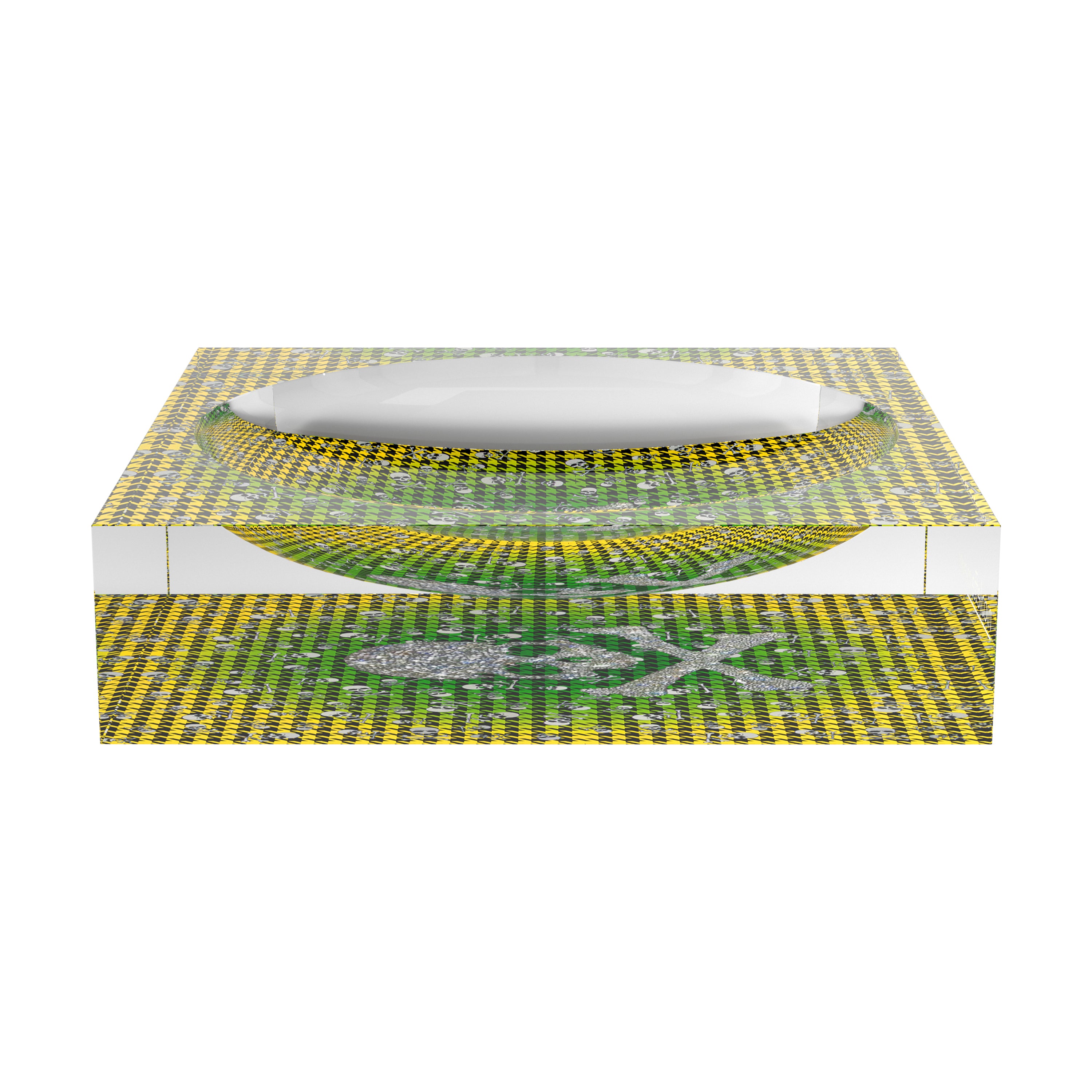 CrossBones Houndstooth Green Yellow Acrylic Candy Catchall Dish