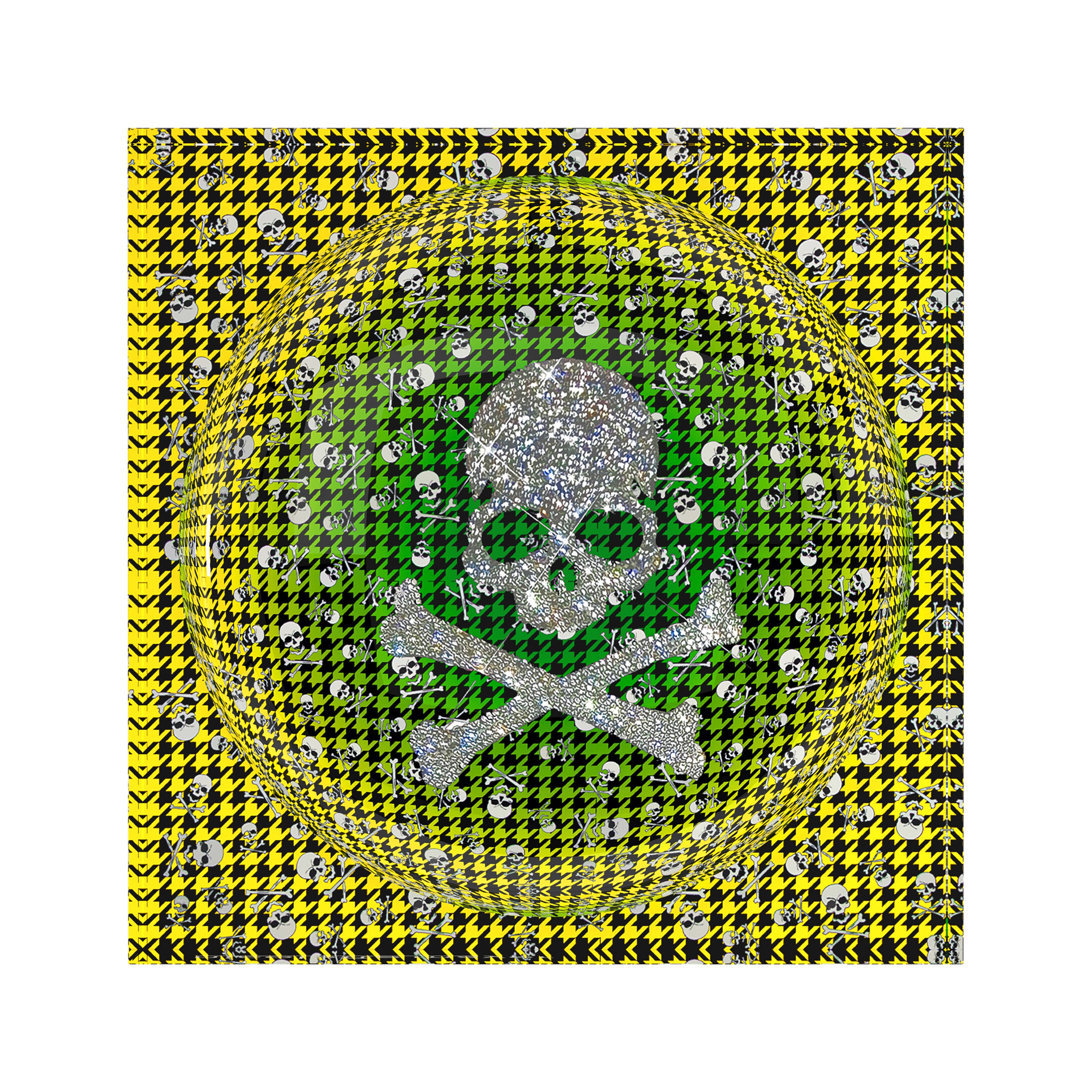 CrossBones Houndstooth Green Yellow Acrylic Candy Catchall Dish
