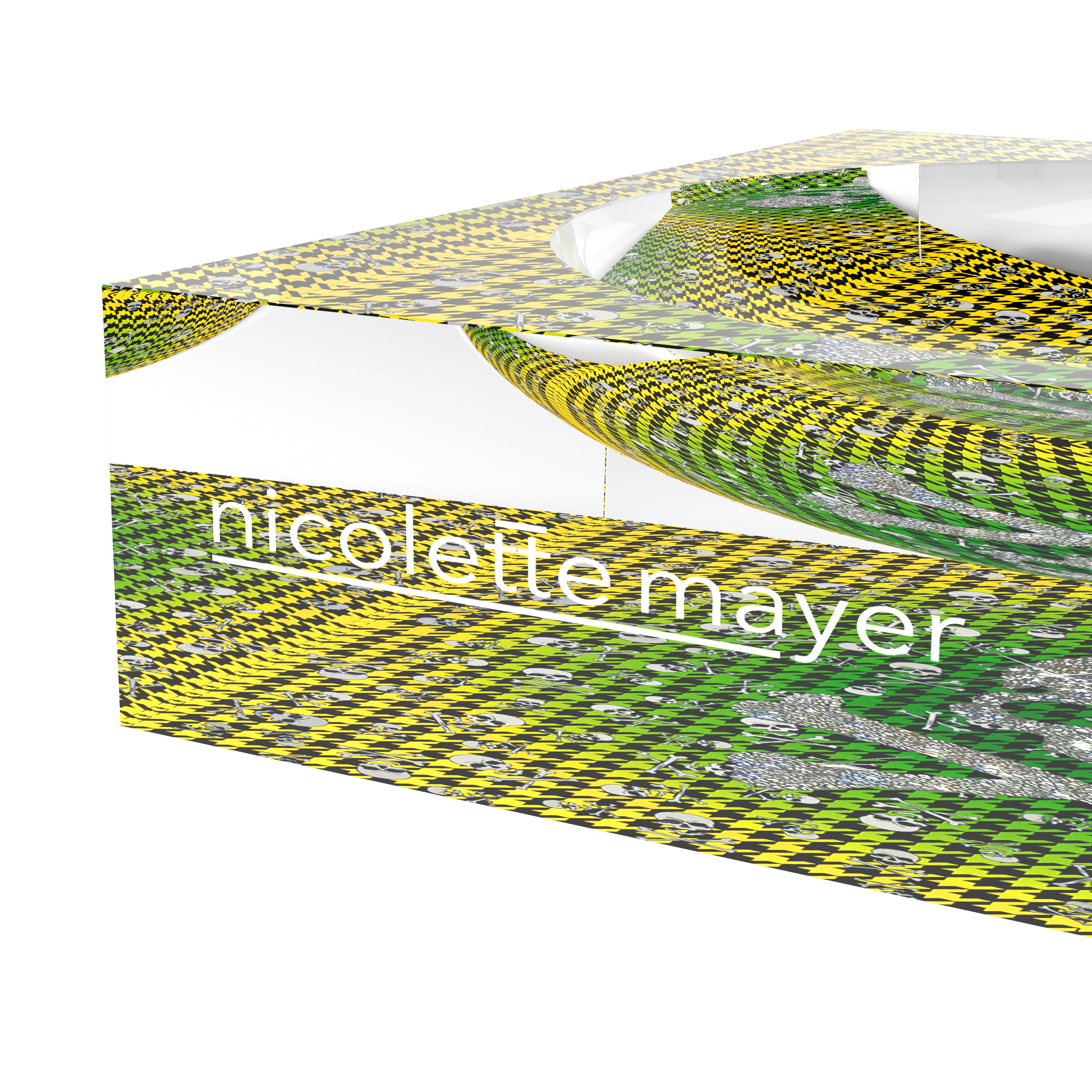 CrossBones Houndstooth Green Yellow Acrylic Candy Catchall Dish