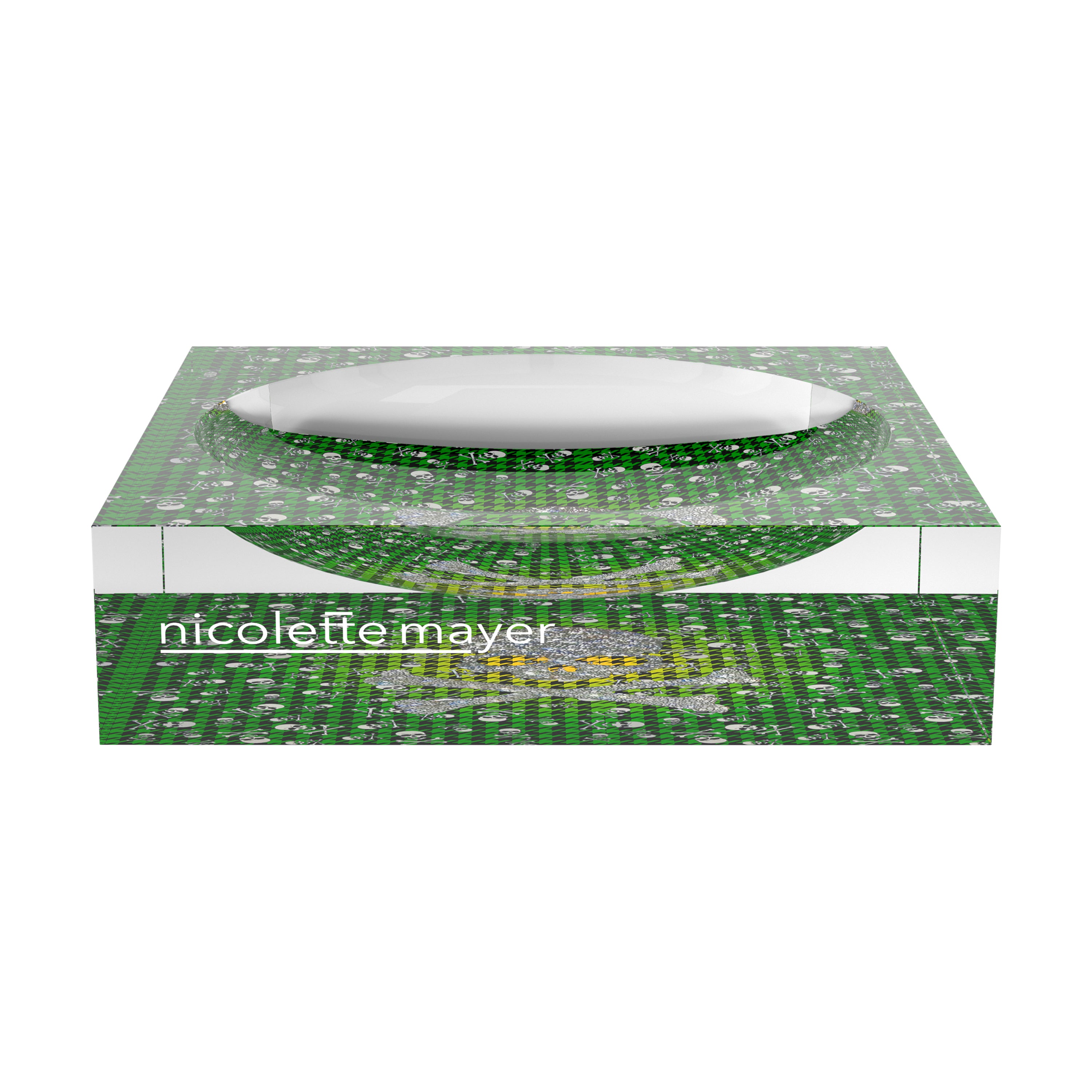 CrossBones Houndstooth Yellow Green Acrylic Candy Catchall Dish - nicolettemayer.com