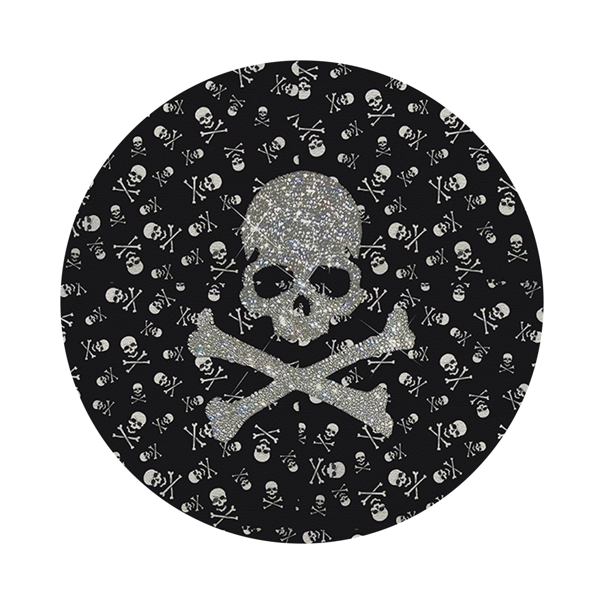 Crossbones Large Black 16" Round Pebble Placemat Set of 4 - nicolettemayer.com