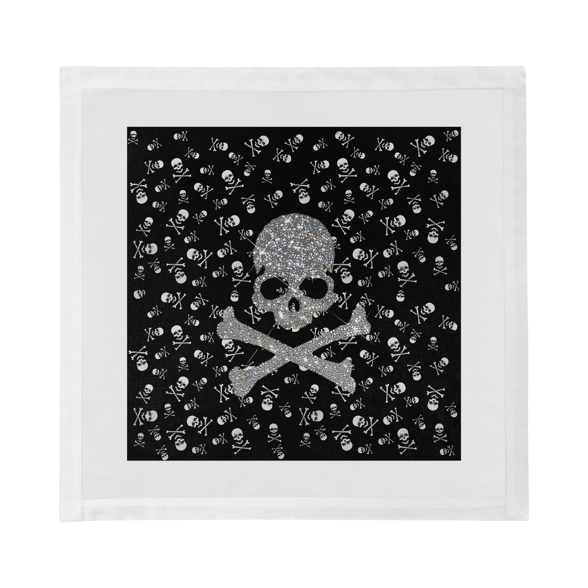 Crossbones Large Black Cotton Sateen Dinner Napkins - nicolettemayer.com
