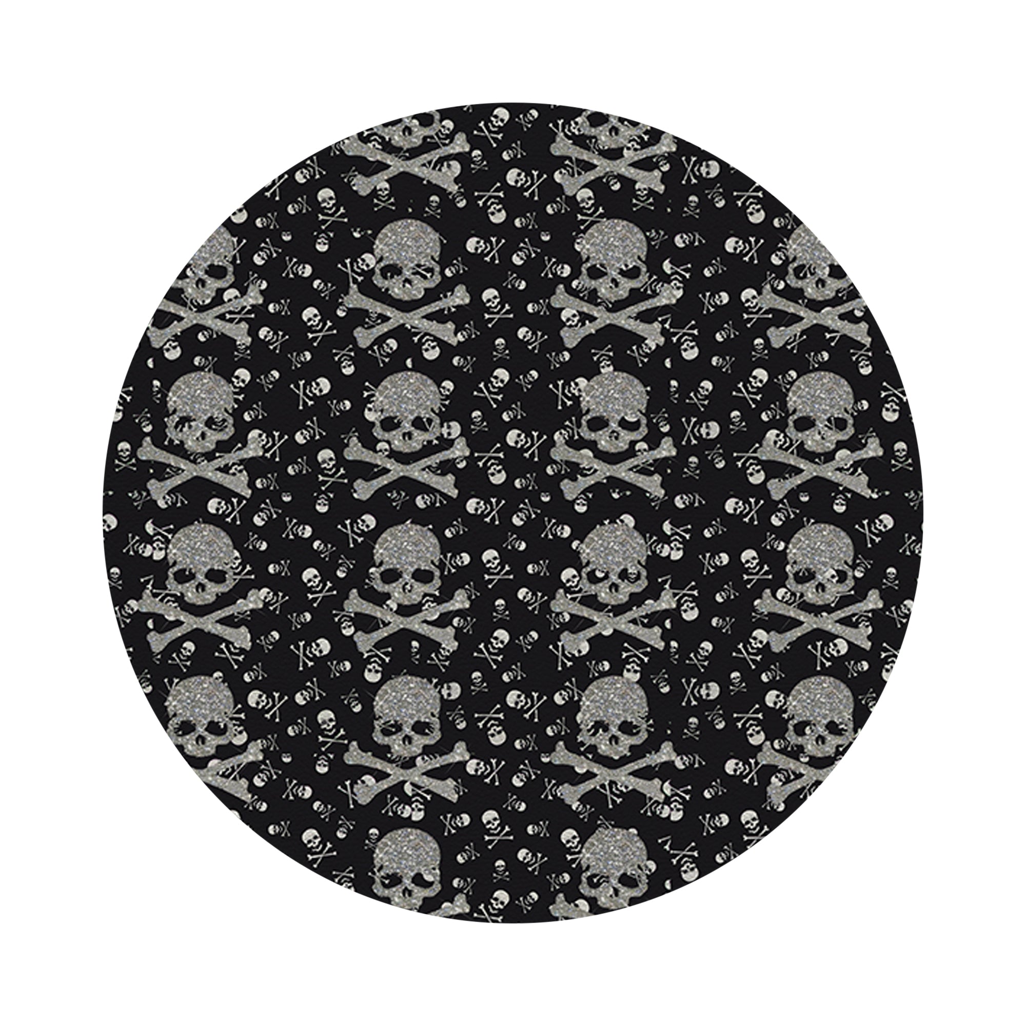 Crossbones Small Black 16" Round Pebble Placemat Set of 4 - nicolettemayer.com