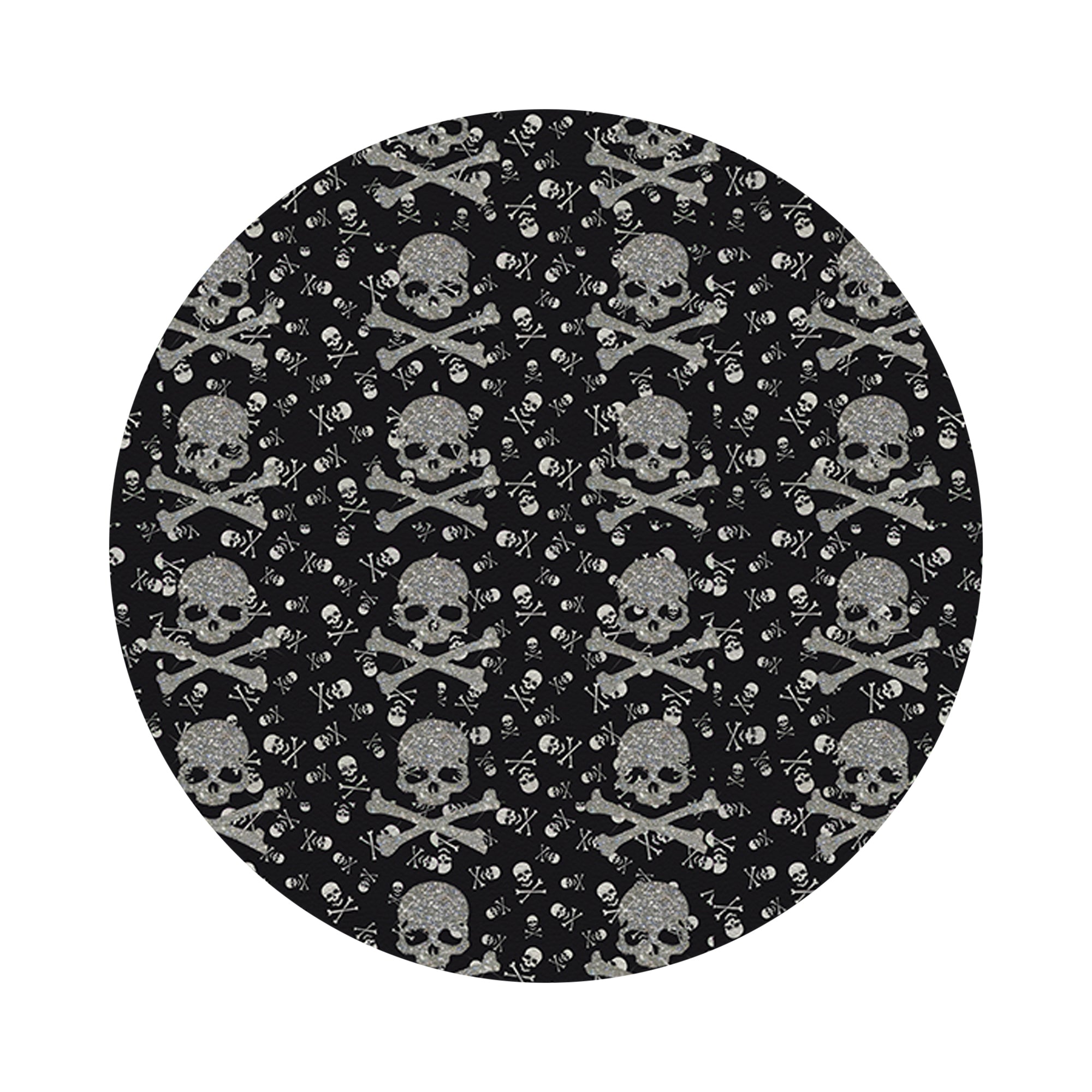 Crossbones Small Black Vegan Leather Round Coasters