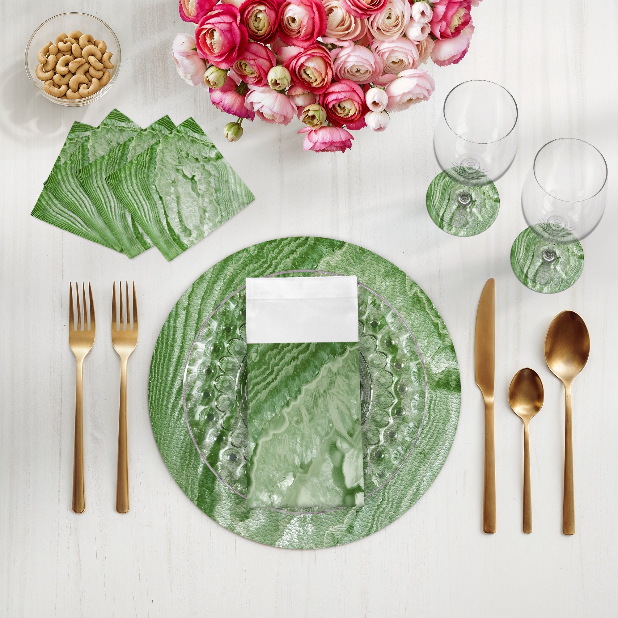Crystal Moss Cotton Sateen Dinner Napkins - nicolettemayer.com
