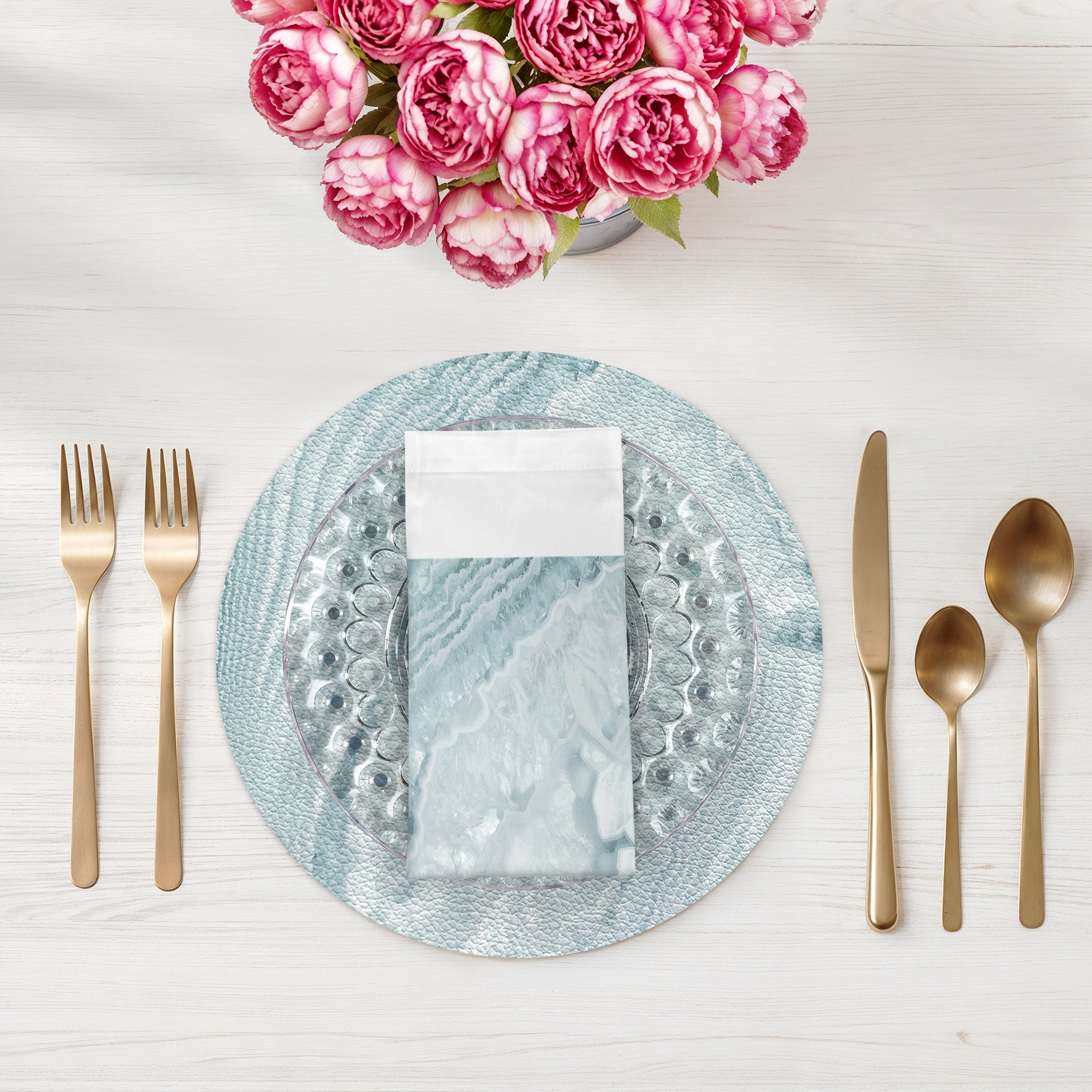 Crystal Bluebell Cotton Sateen Dinner Napkins - nicolettemayer.com