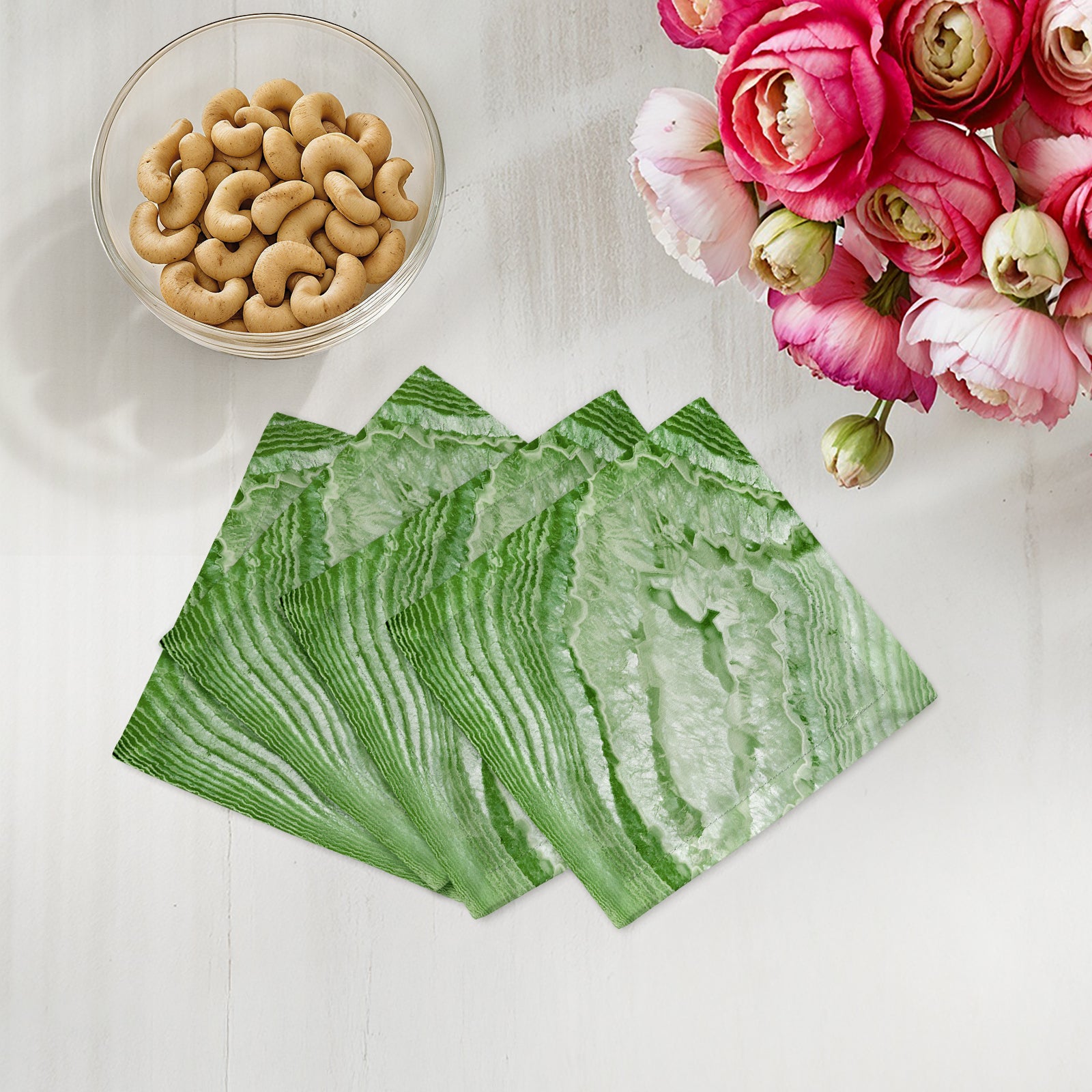 Solid Moss Cotton Sateen Cocktail Napkins - nicolettemayer.com
