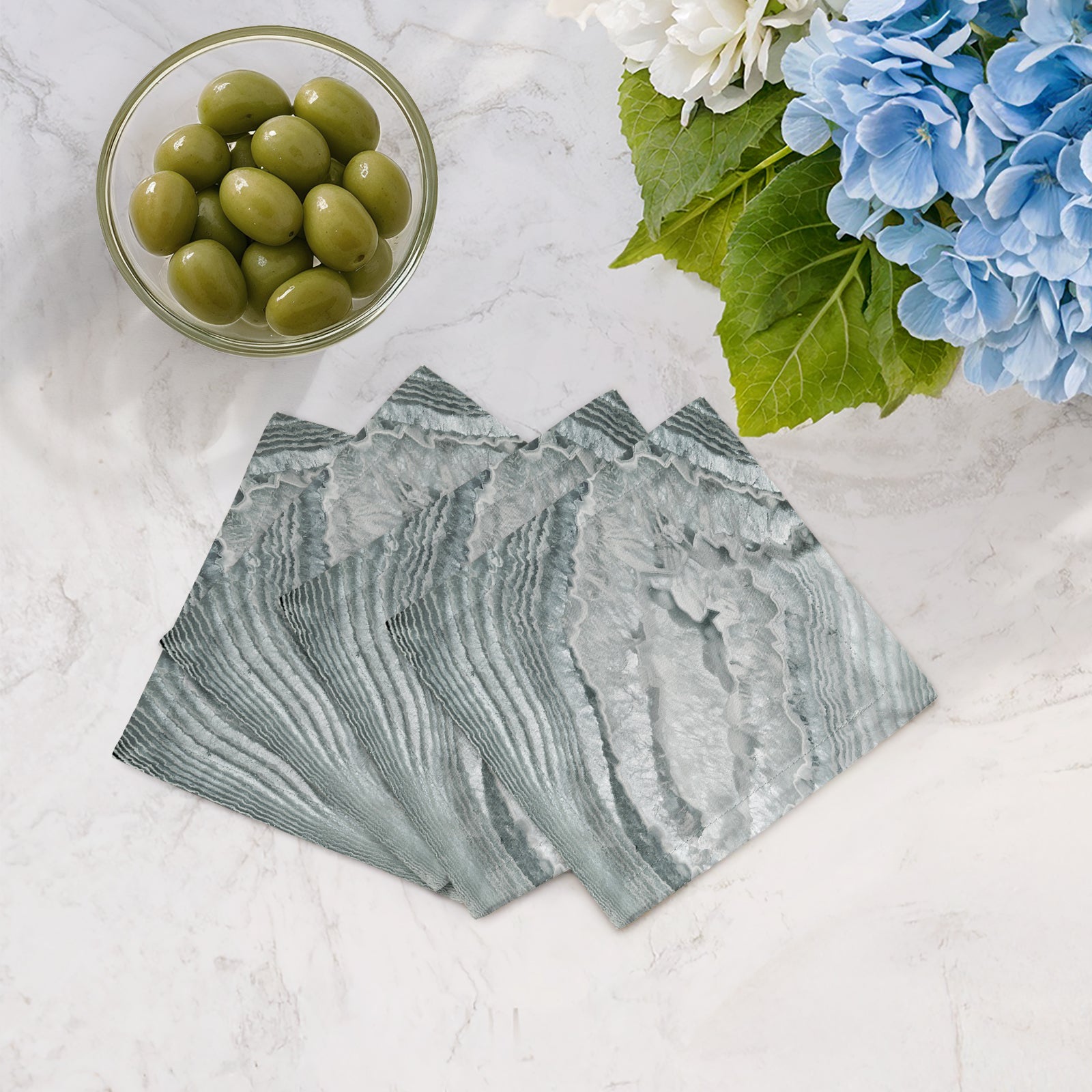 Solid Platinum Cotton Sateen Cocktail Napkins - nicolettemayer.com