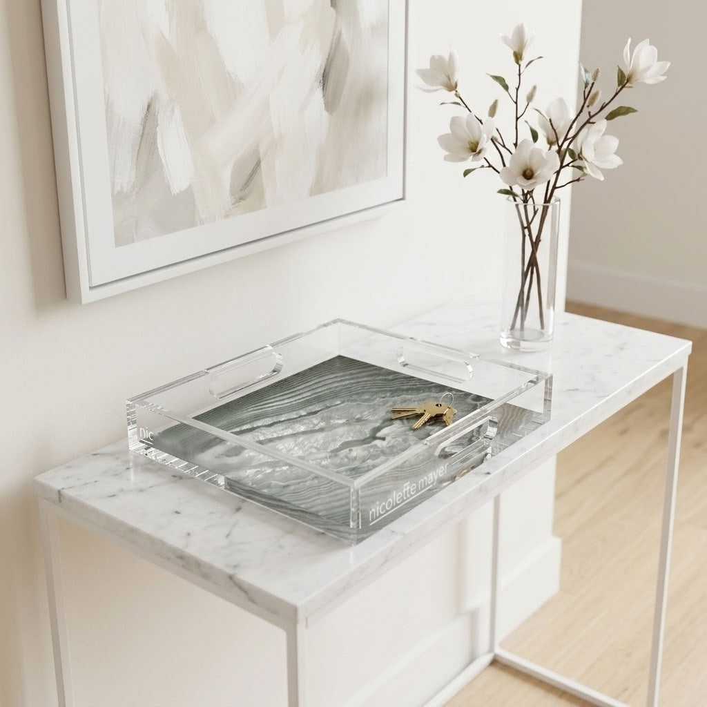 Crystal Slate Acrylic Decorative Tray, 12 x 12 in., 15 x 15 in., 18 x 18 in. by Nicolette Mayer