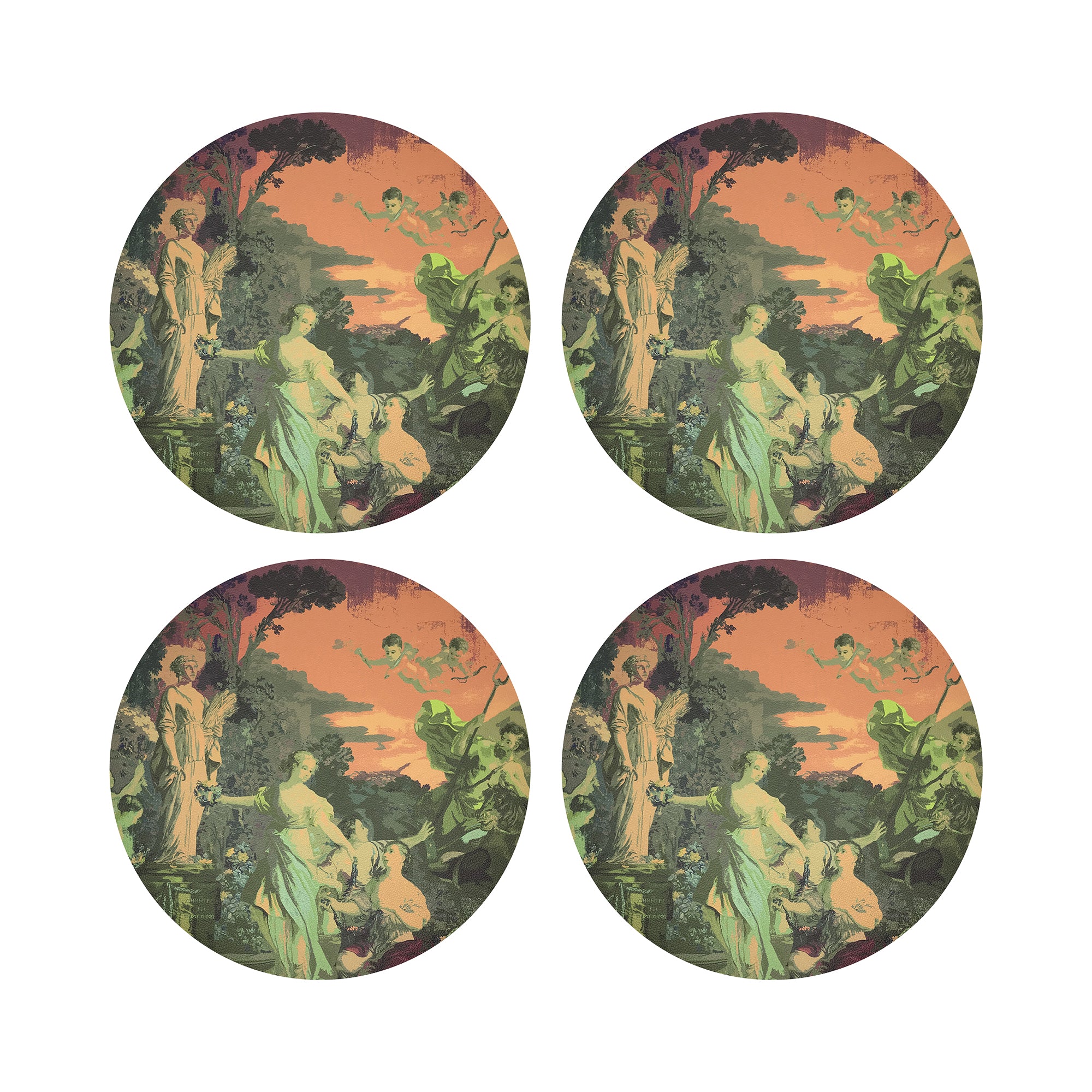 Cyprus Picnic Acid Green 16" Round Pebble Placemats, Set of 4 - nicolettemayer.com