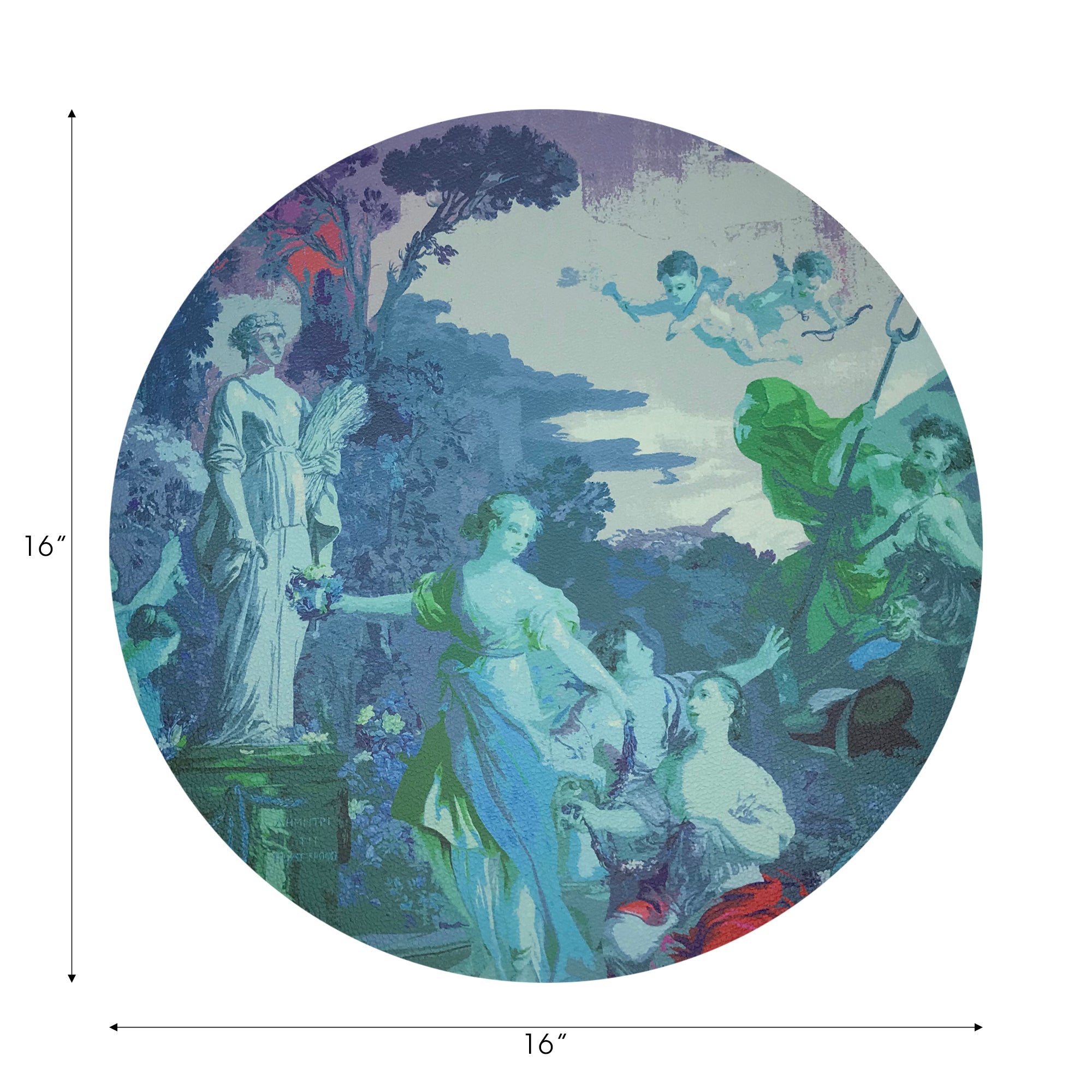 Cyprus Picnic Cyan 16" Round Pebble Placemats, Set of 4 - nicolettemayer.com