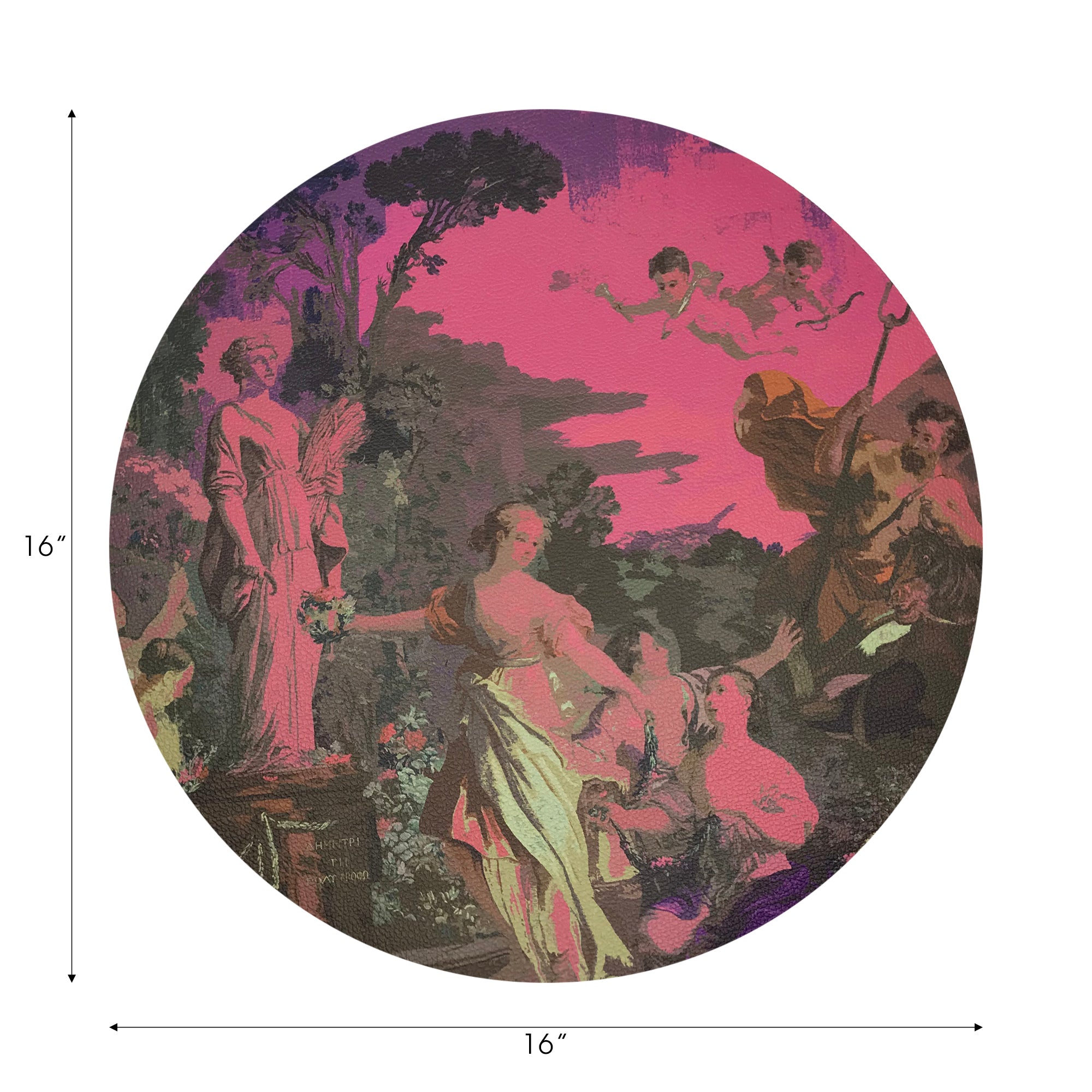 Cyprus Picnic Pop Pink Vegan Leather Round Pebble Placemat