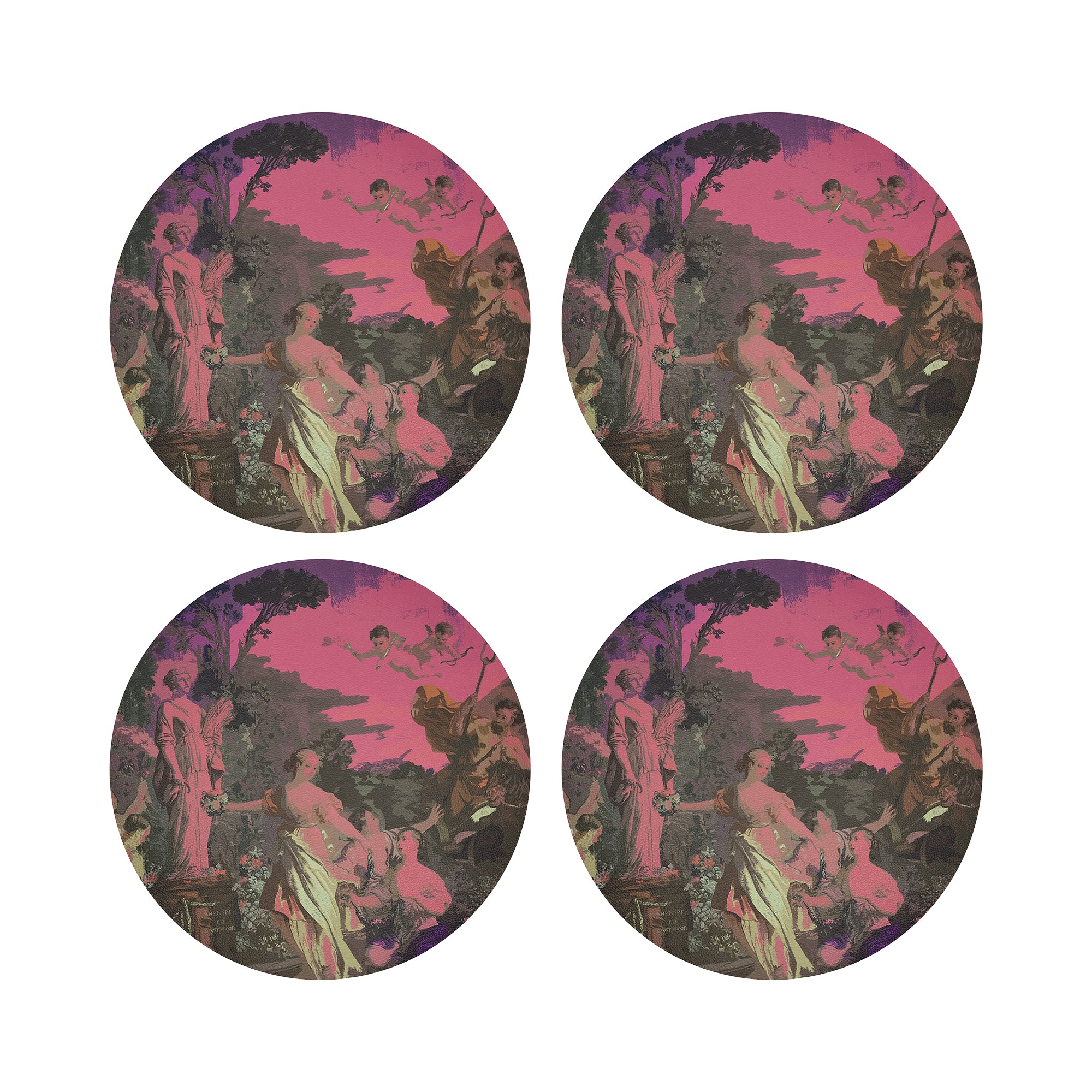 Cyprus Picnic Pop Pink 16" Round Pebble Placemats, Set of 4 - nicolettemayer.com