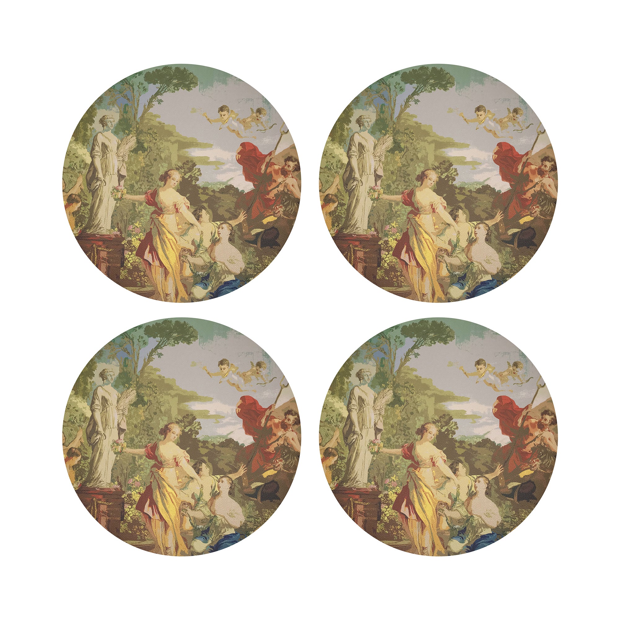 Cyprus Picnic Vintage 16" Round Pebble Placemats, Set of 4 - nicolettemayer.com